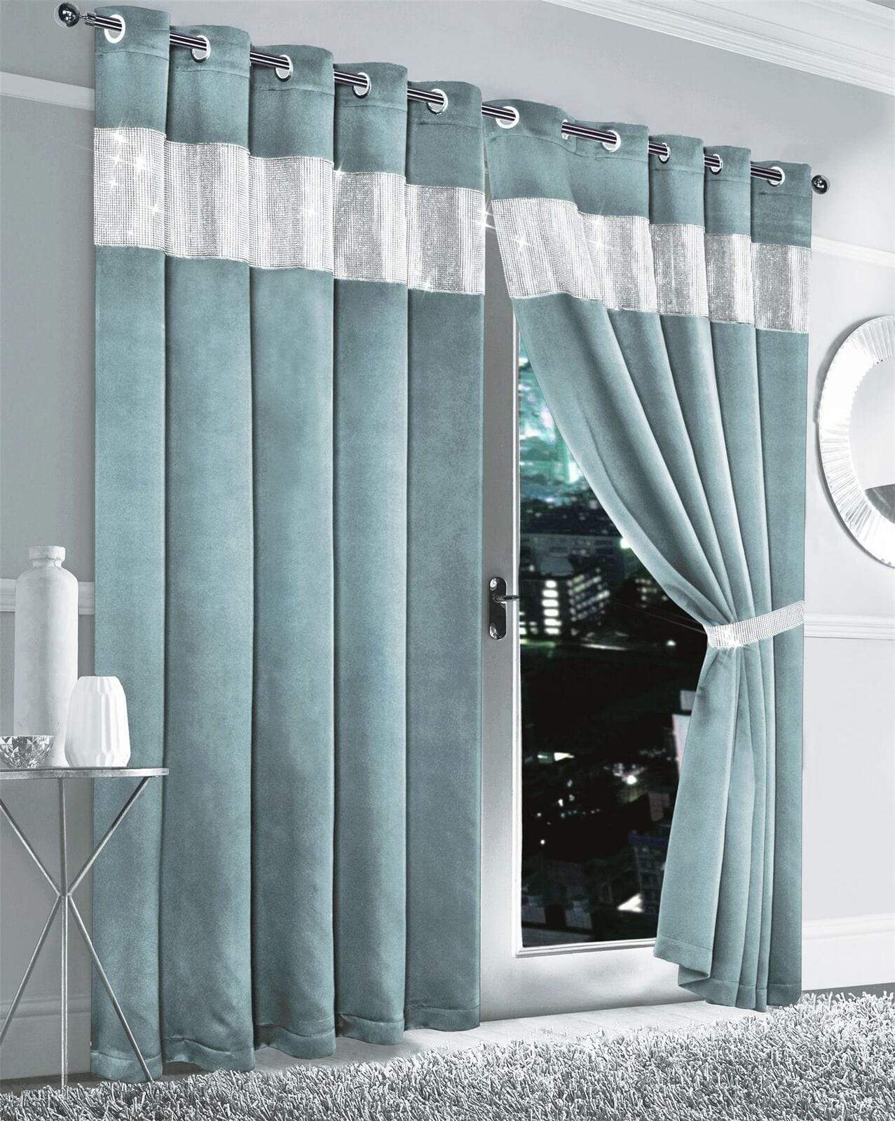 OLIVIA ROCCO Diamante Blackout Curtains – Glitz Eyelet Thermal Pair