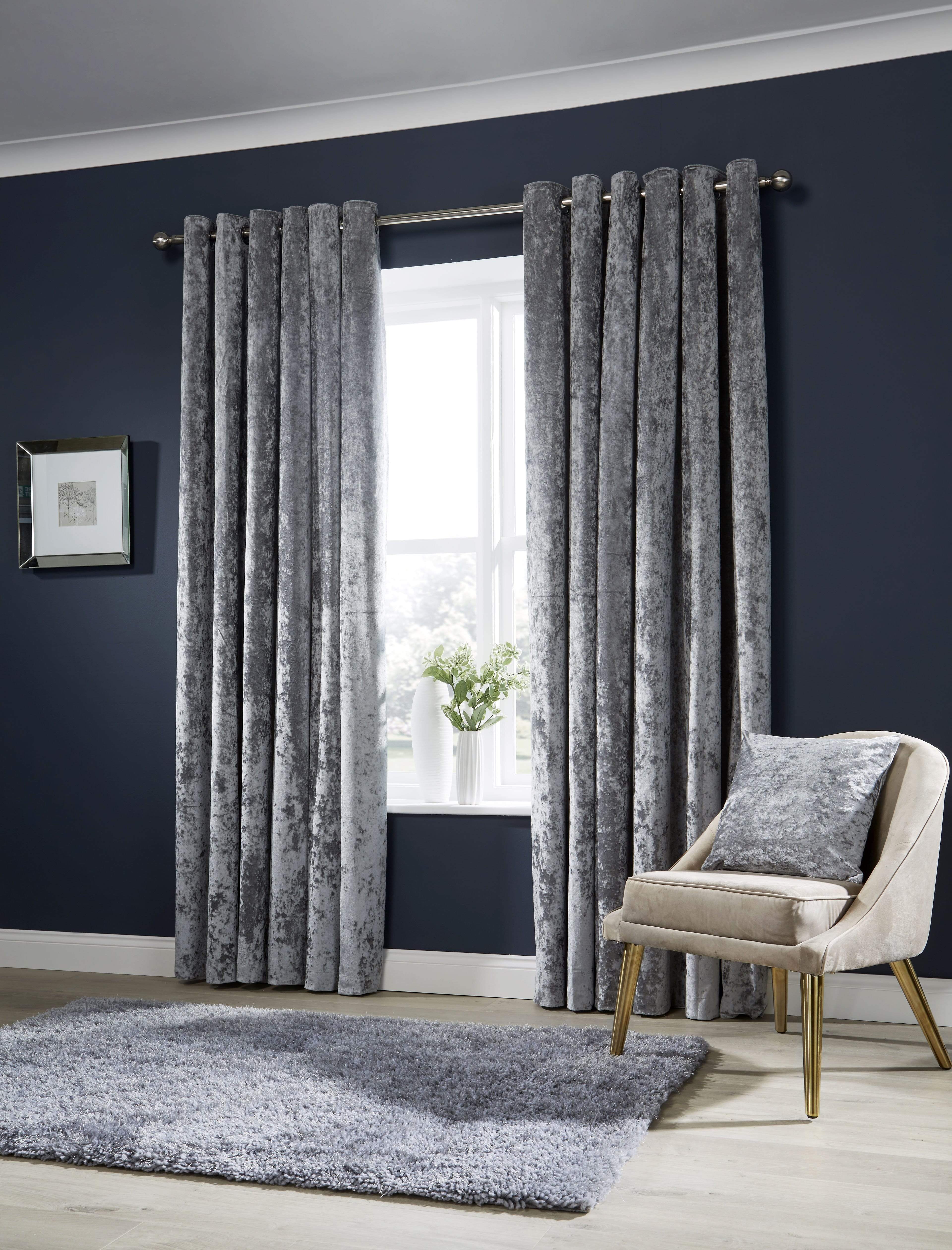 OLIVIA ROCCO Crushed Velvet Eyelet Curtains – Lined Ring Top Pair