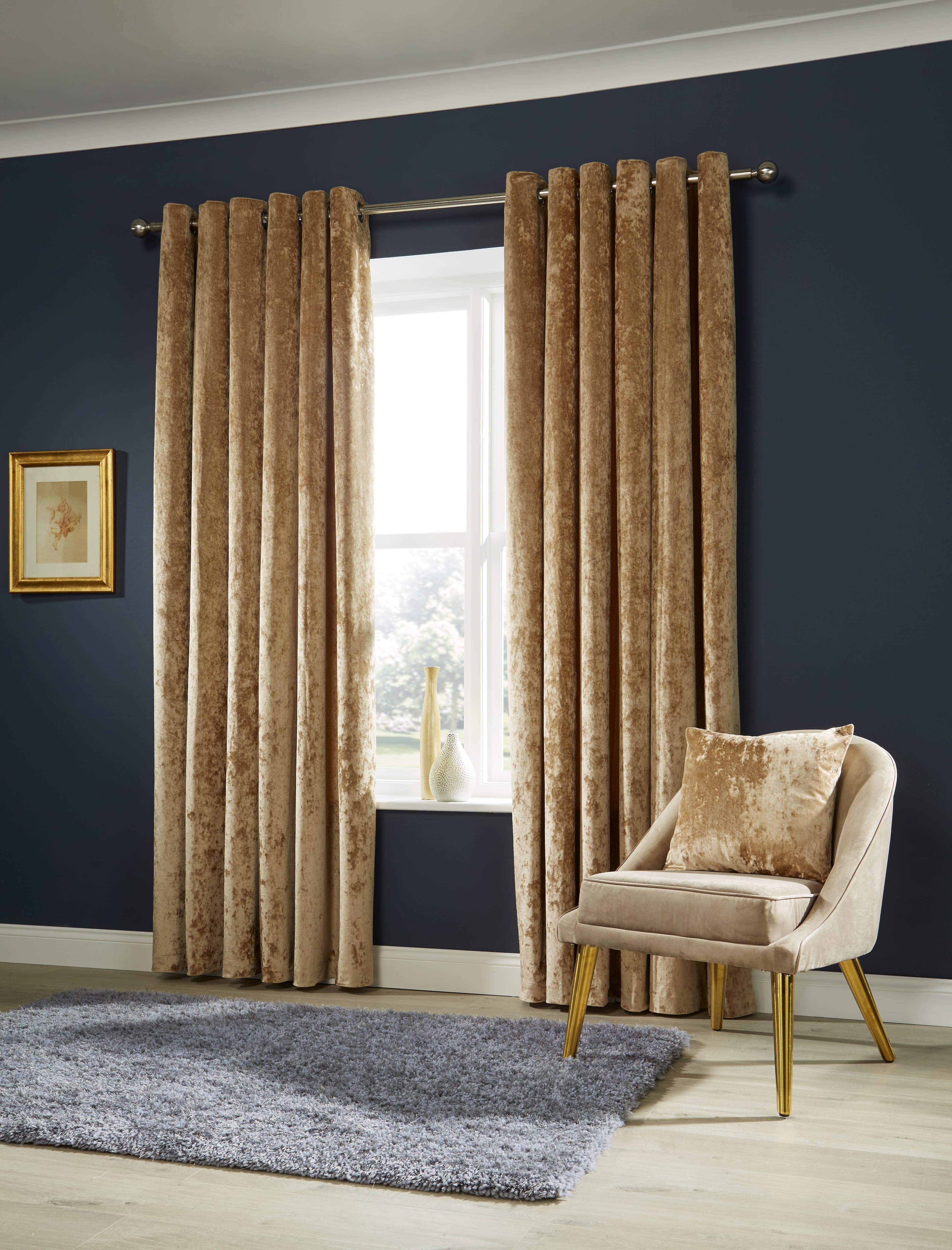OLIVIA ROCCO Crushed Velvet Eyelet Curtains – Lined Ring Top Pair