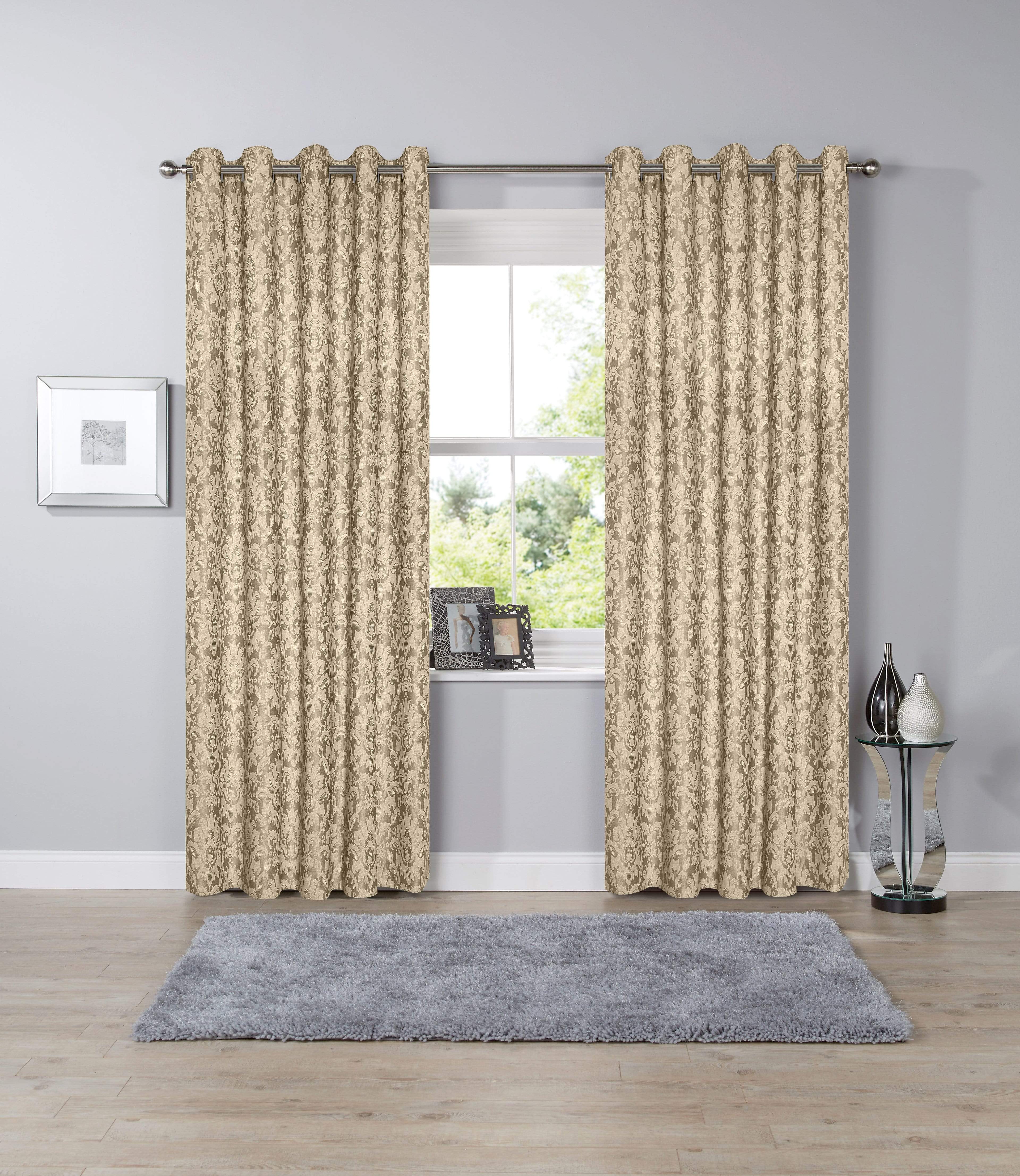OLIVIA ROCCO Savoy Jacquard Eyelet Curtains – Cotton Blend Woven Panels