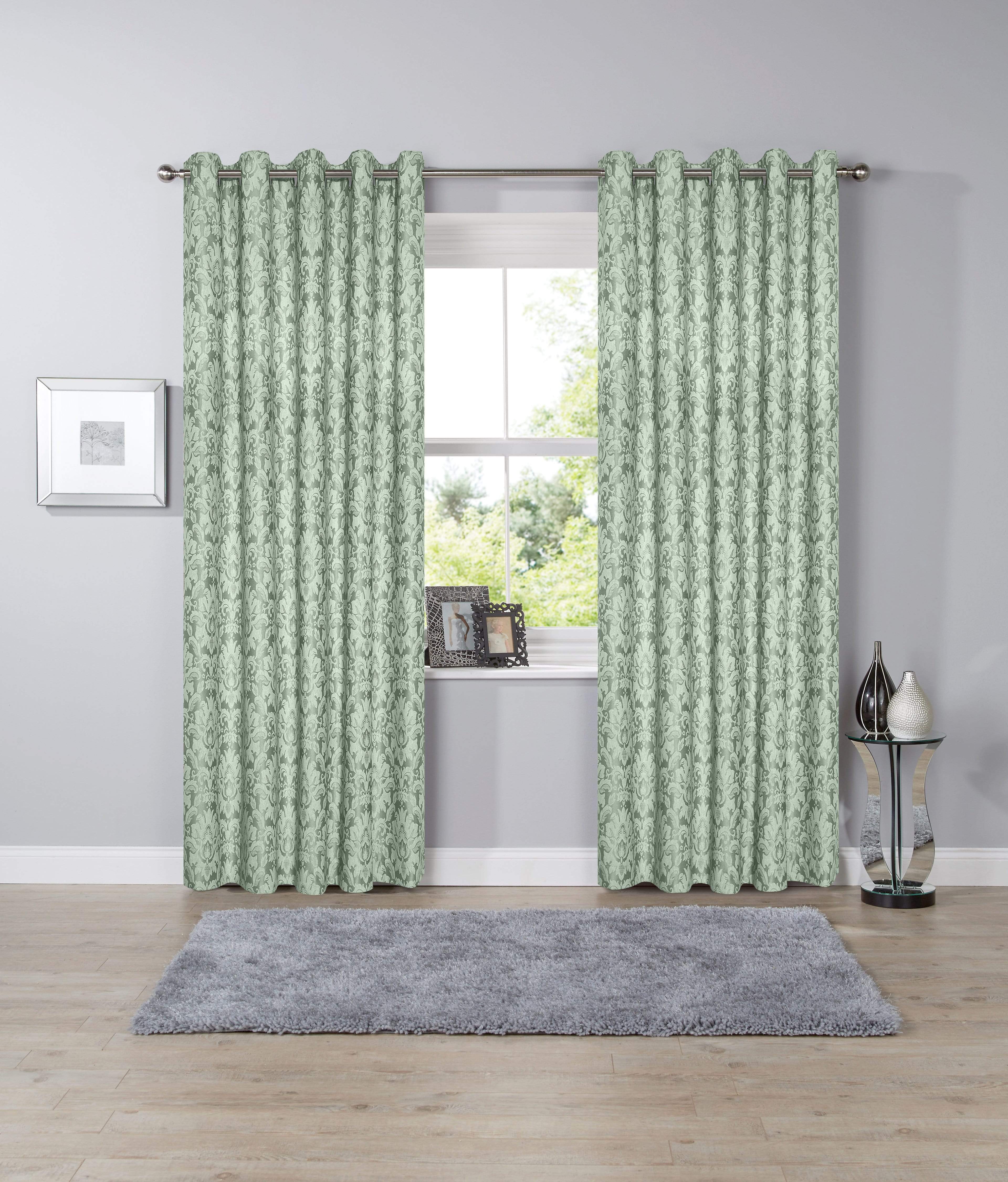 OLIVIA ROCCO Savoy Jacquard Eyelet Curtains – Cotton Blend Woven Panels