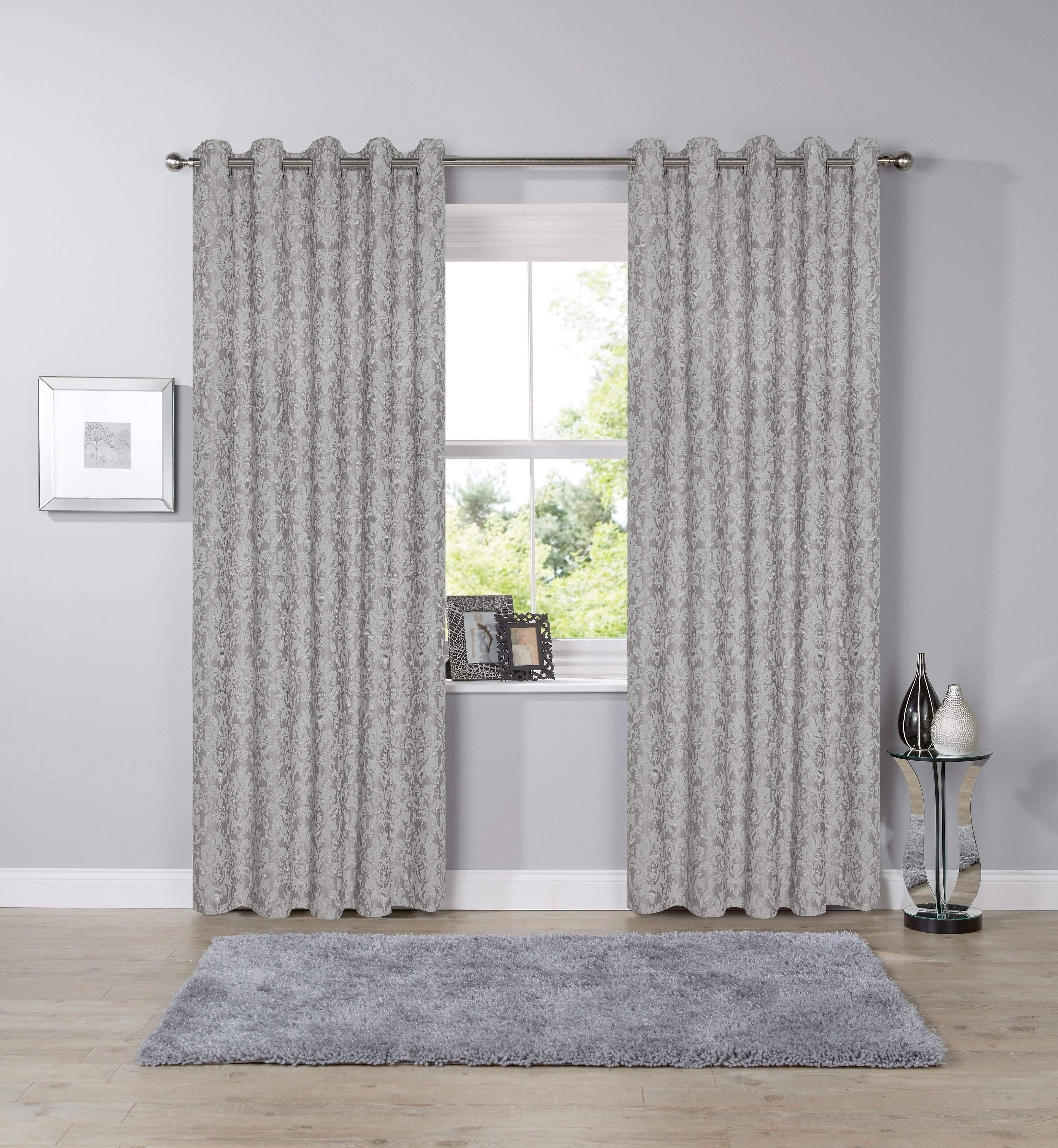 OLIVIA ROCCO Savoy Jacquard Eyelet Curtains – Cotton Blend Woven Panels