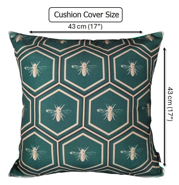 OLIVIA ROCCO Emerald Bees Waterproof Cushion Covers | 43x43cm Reversible