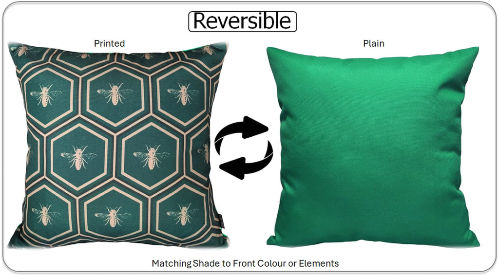 OLIVIA ROCCO Emerald Bees Waterproof Cushion Covers | 43x43cm Reversible