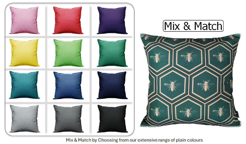 OLIVIA ROCCO Emerald Bees Waterproof Cushion Covers | 43x43cm Reversible