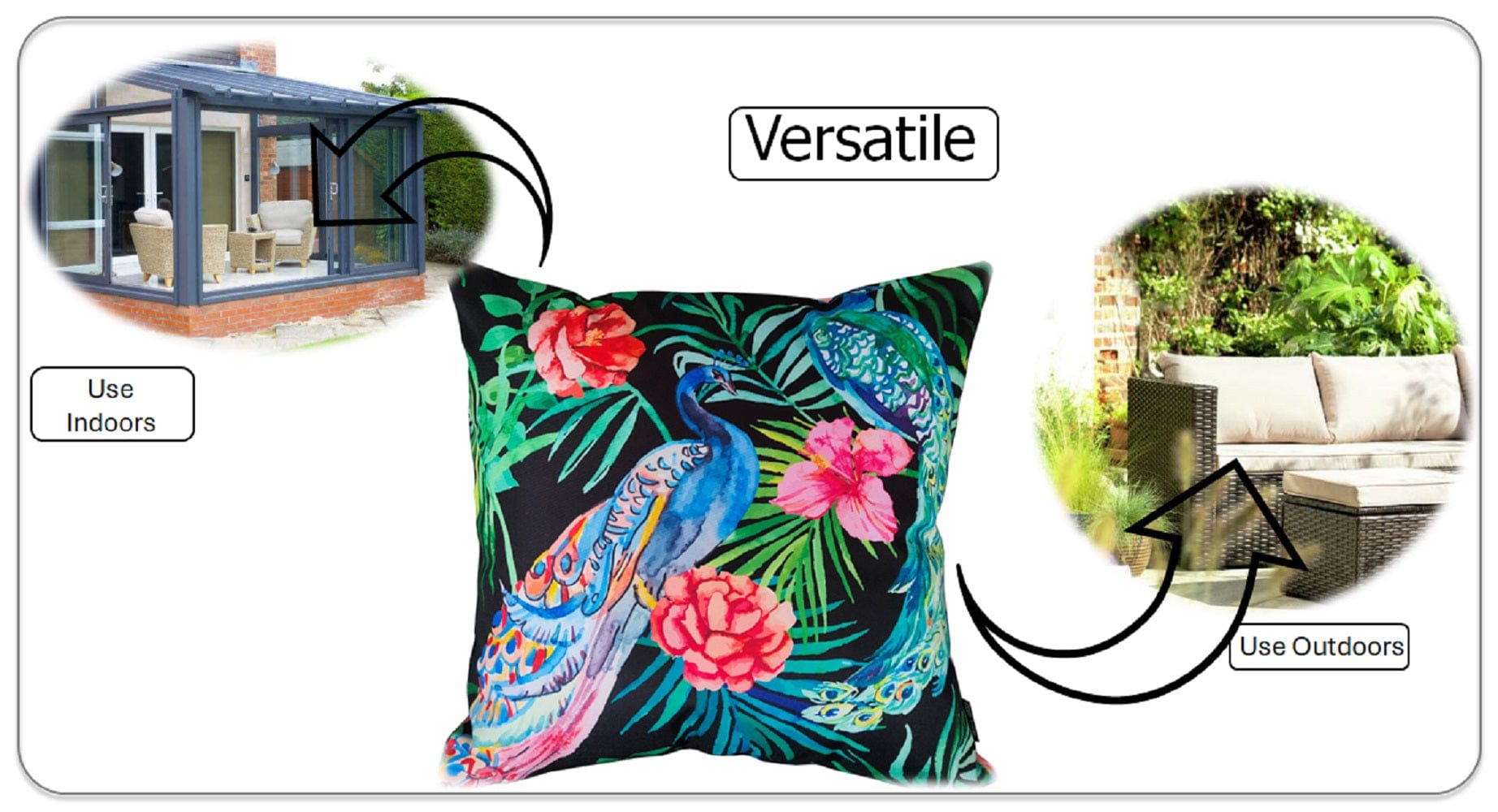OLIVIA ROCCO Waterproof Cushion Covers – 43x43cm Reversible Outdoor Garden