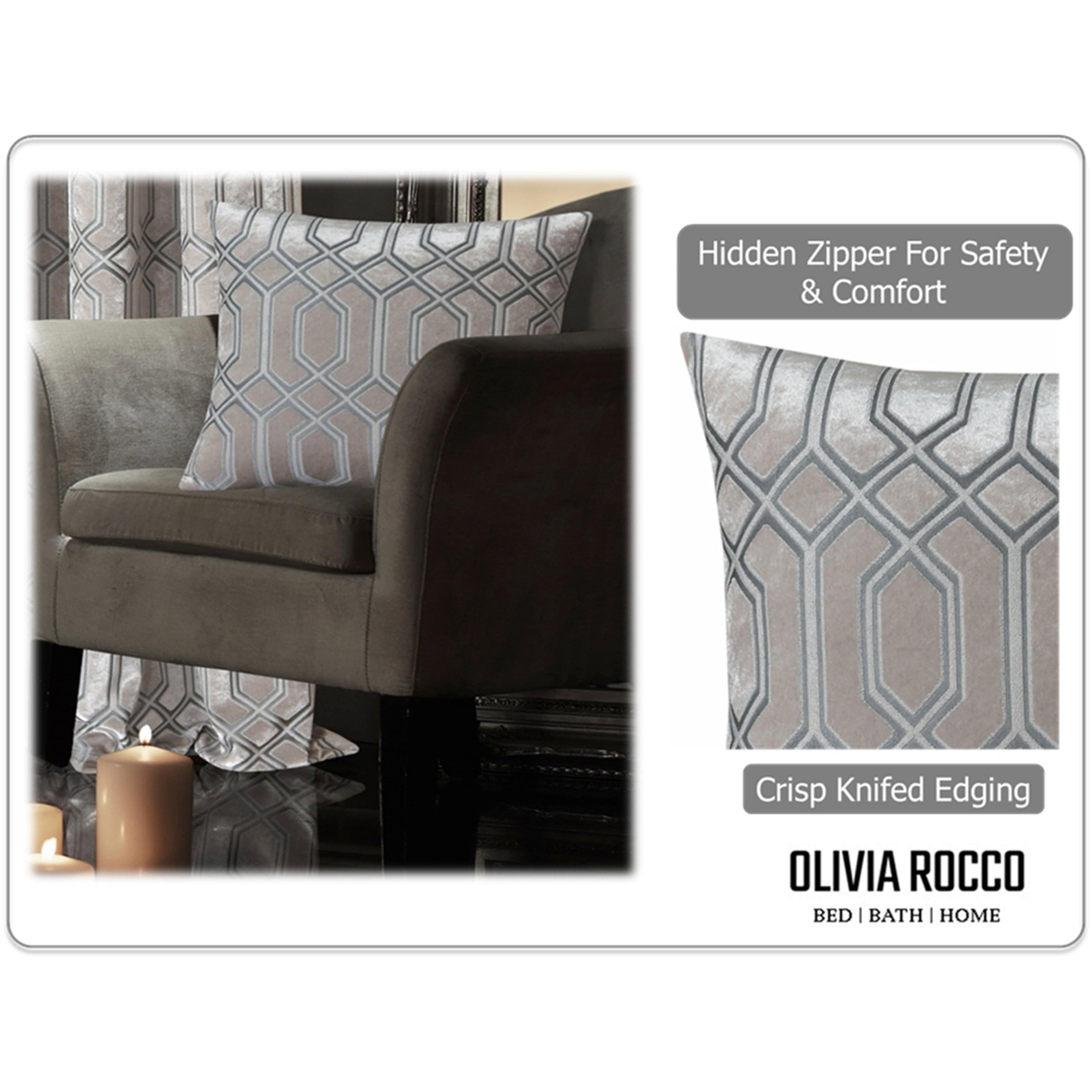 OLIVIA ROCCO Luxe Geo Velvet Cushion Covers – 2 Pack Champagne Geometric