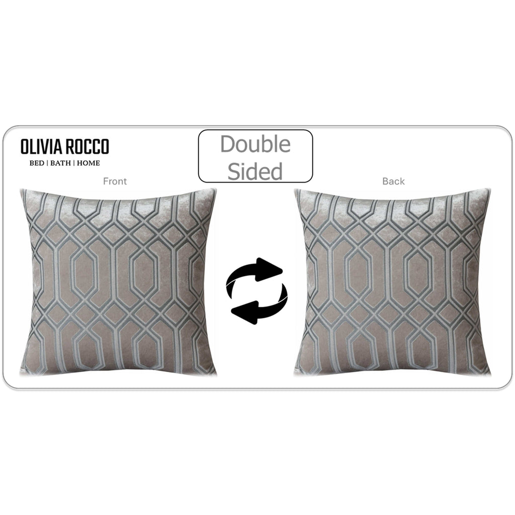 OLIVIA ROCCO Luxe Geo Velvet Cushion Covers – 2 Pack Champagne Geometric