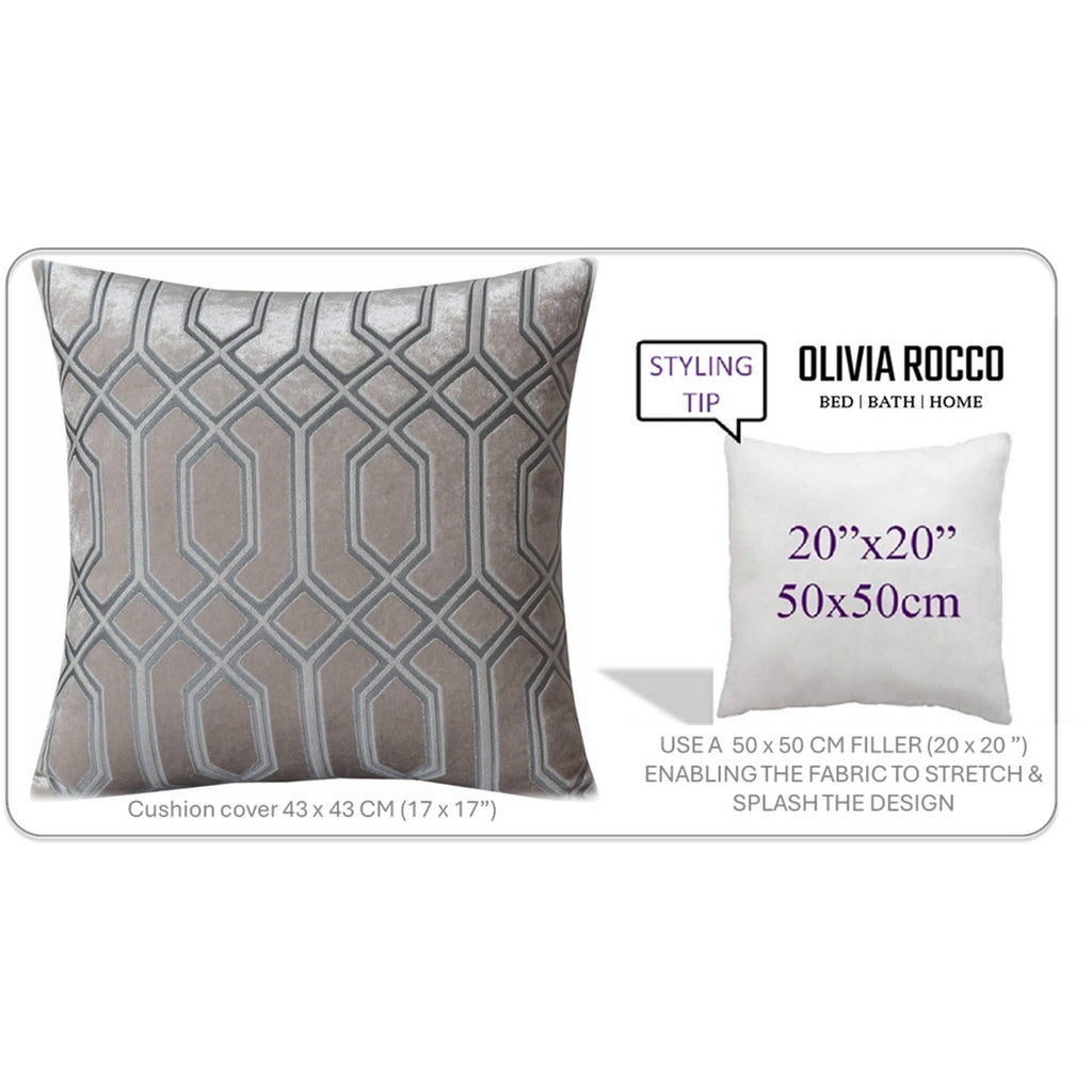 OLIVIA ROCCO Luxe Geo Velvet Cushion Covers – 2 Pack Champagne Geometric