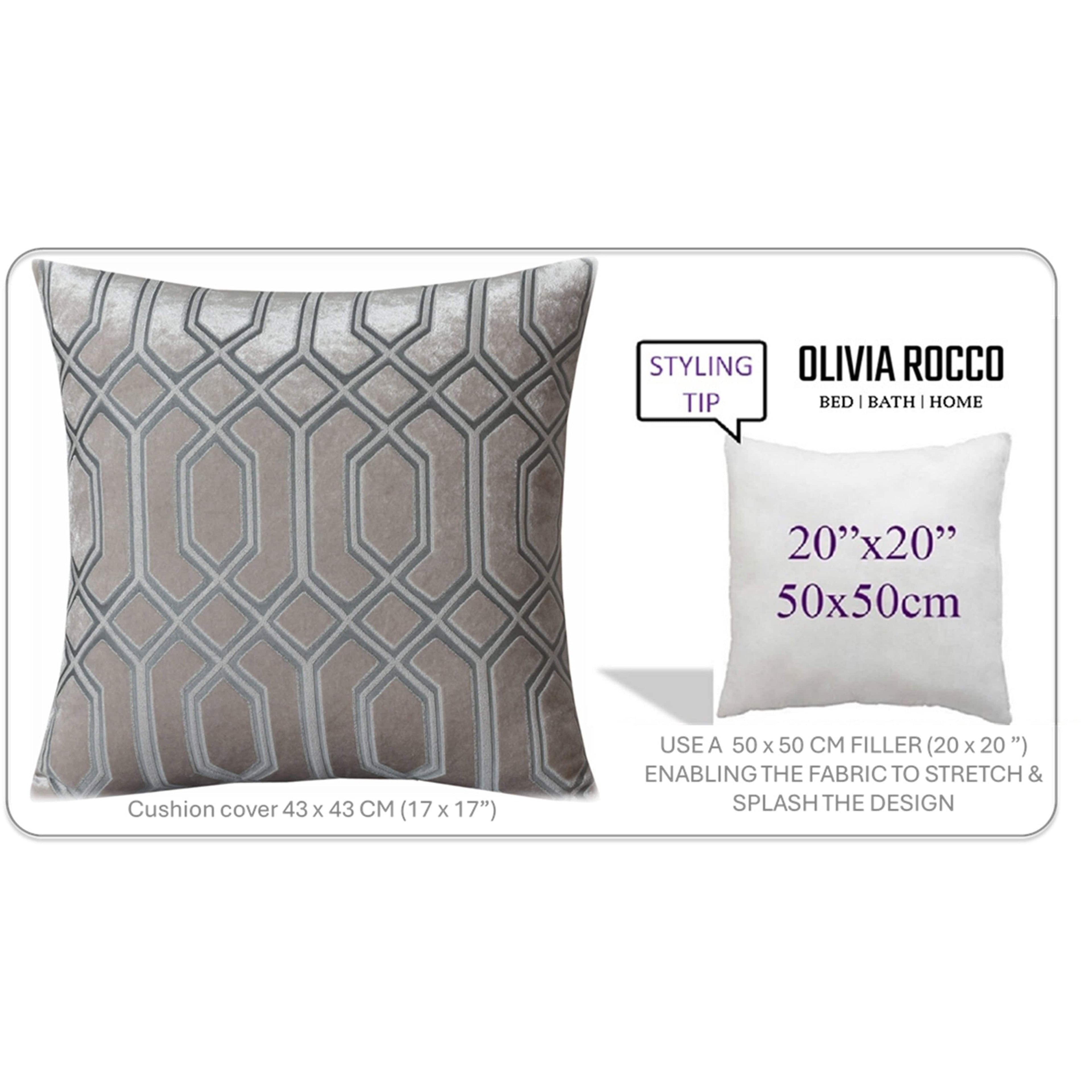 OLIVIA ROCCO Luxe Geo Velvet Cushion Covers – 2 Pack Champagne Geometric
