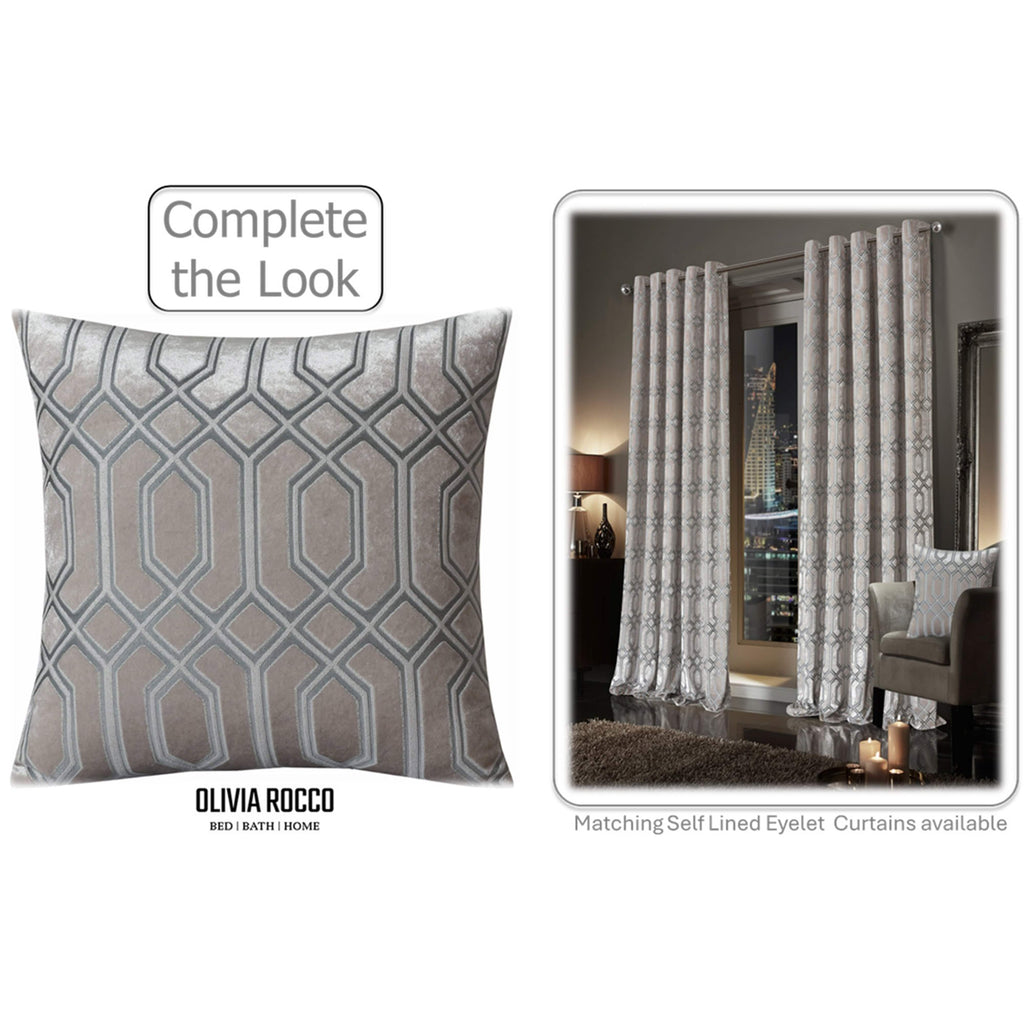 OLIVIA ROCCO Luxe Geo Velvet Cushion Covers – 2 Pack Champagne Geometric
