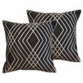 OLIVIA ROCCO Geo Sparkle Cushion Covers 2 Pack – Black Geometric Foil 43x43cm