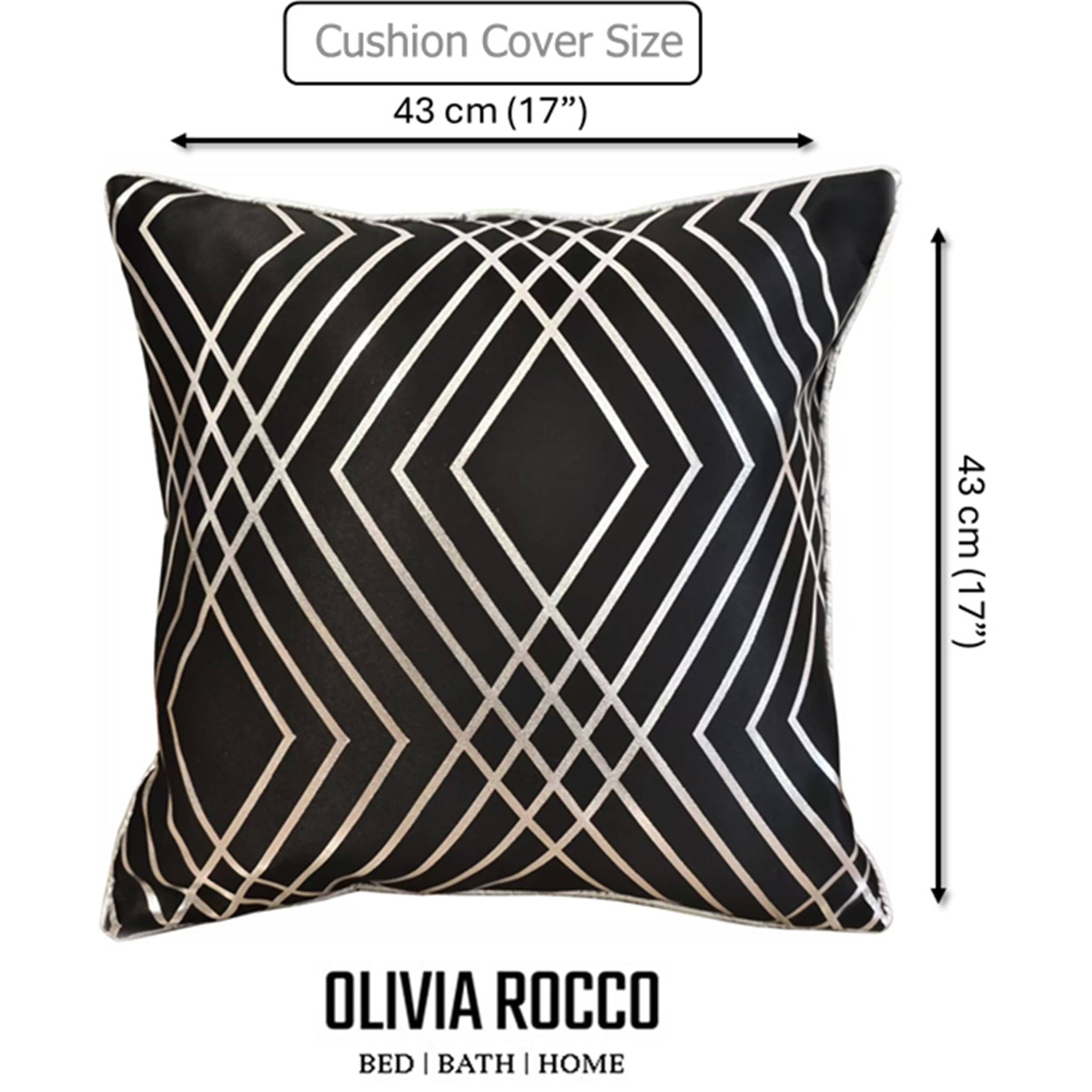 OLIVIA ROCCO Geo Sparkle Cushion Covers 2 Pack – Black Geometric Foil 43x43cm