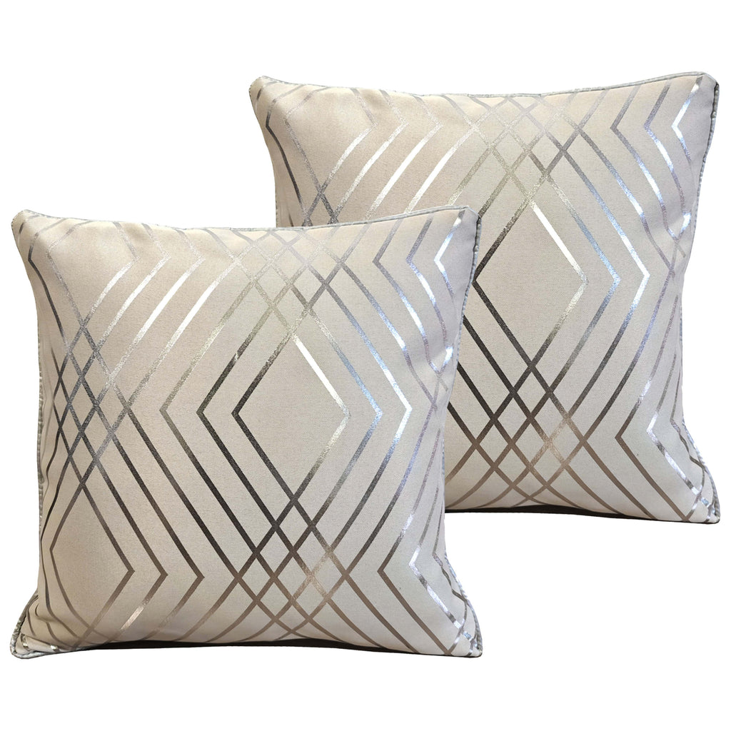 OLIVIA ROCCO Geo Sparkle Cushion Covers 2 Pack – Geometric Metallic Natural