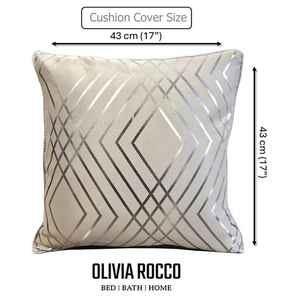 OLIVIA ROCCO Geo Sparkle Cushion Covers 2 Pack – Geometric Metallic Natural
