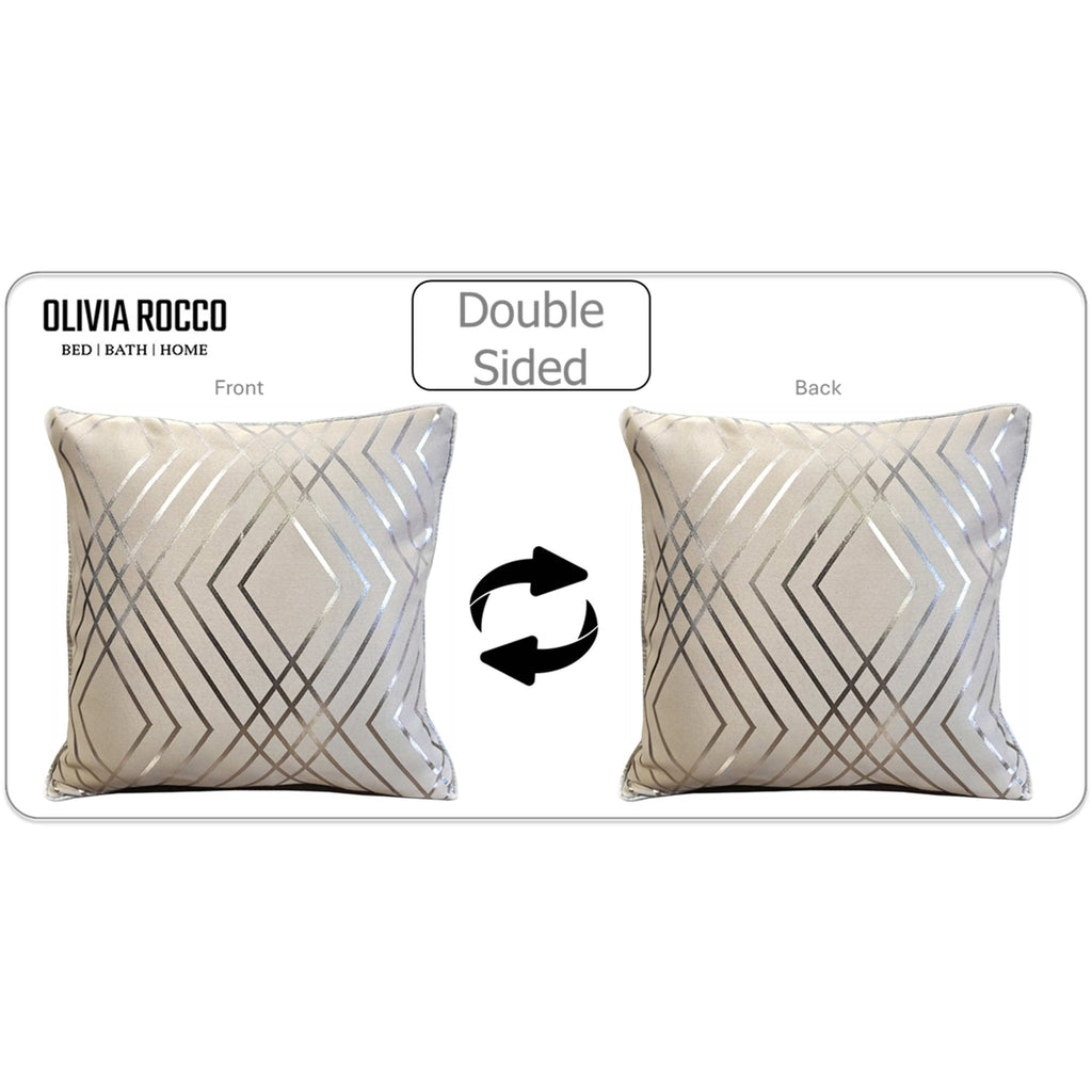 OLIVIA ROCCO Geo Sparkle Cushion Covers 2 Pack – Geometric Metallic Natural