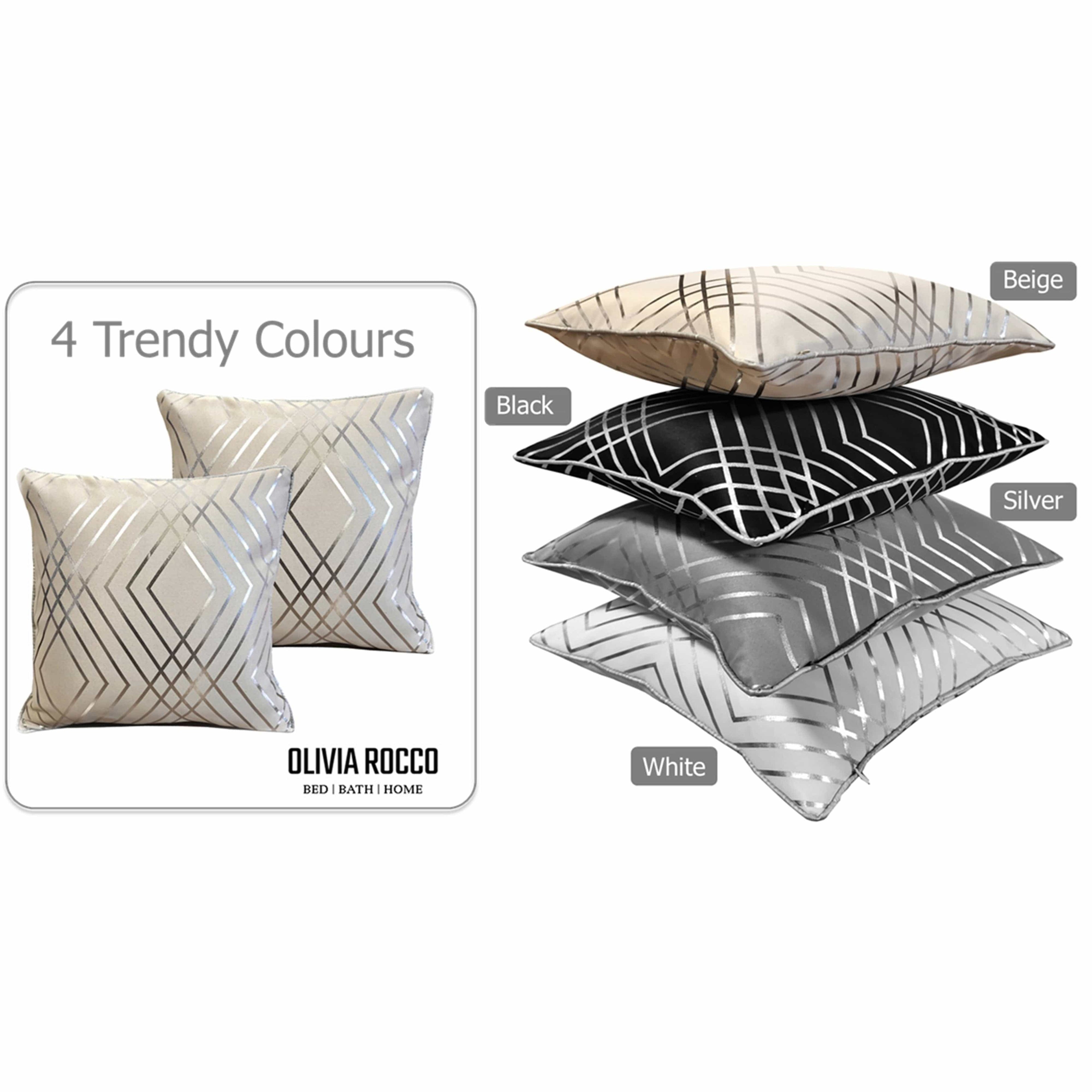 OLIVIA ROCCO Geo Sparkle Cushion Covers 2 Pack – Geometric Metallic Natural