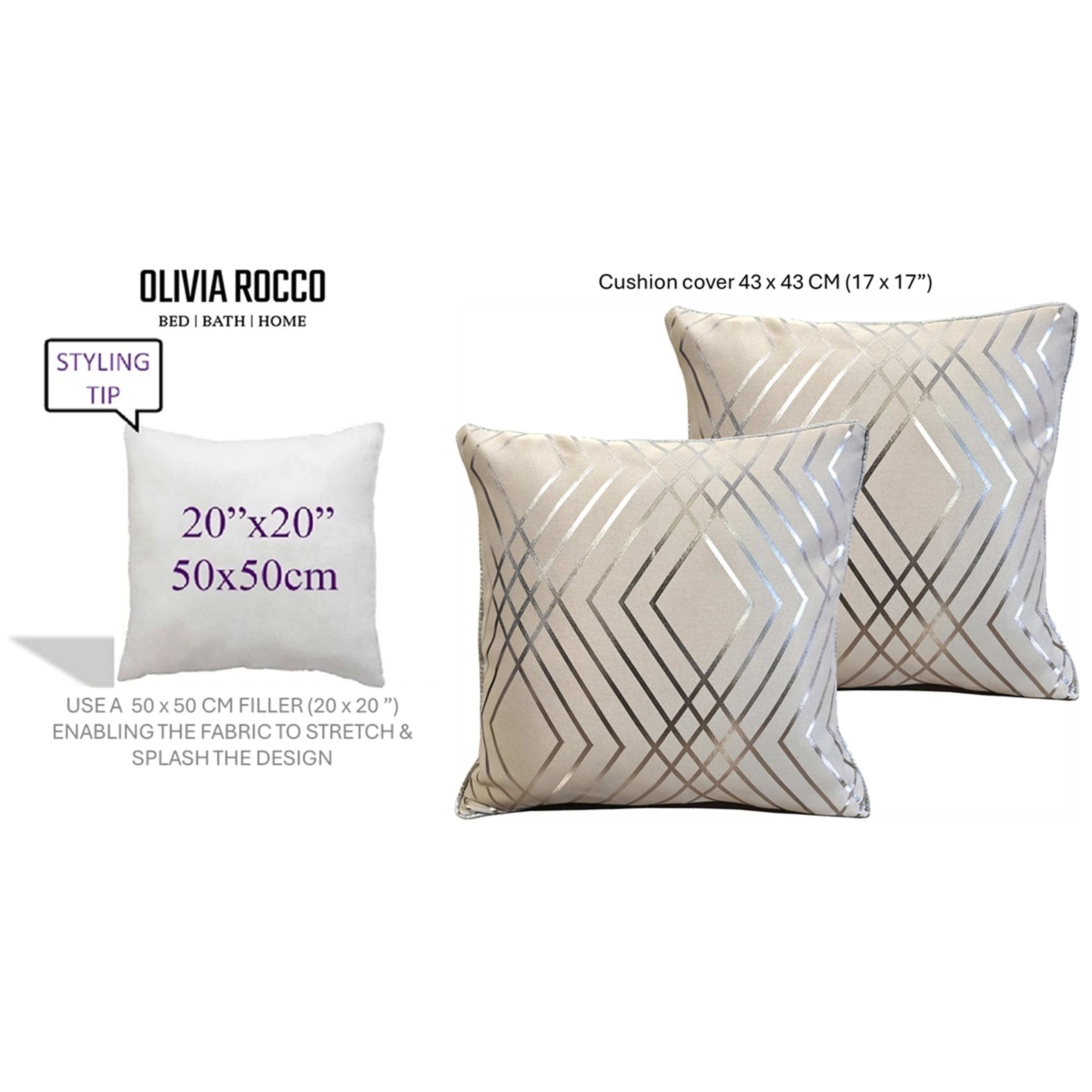 OLIVIA ROCCO Geo Sparkle Cushion Covers 2 Pack – Geometric Metallic Natural