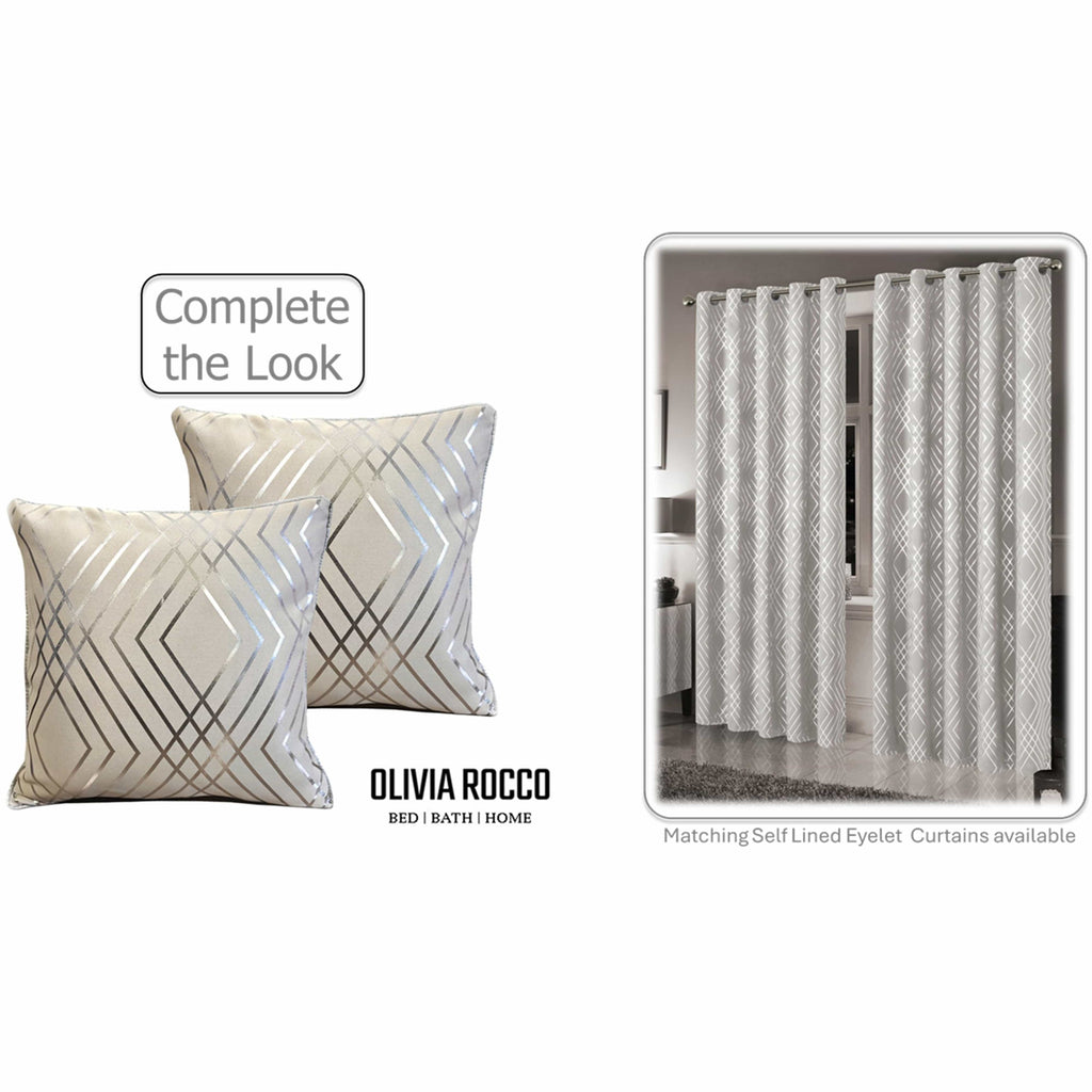 OLIVIA ROCCO Geo Sparkle Cushion Covers 2 Pack – Geometric Metallic Natural