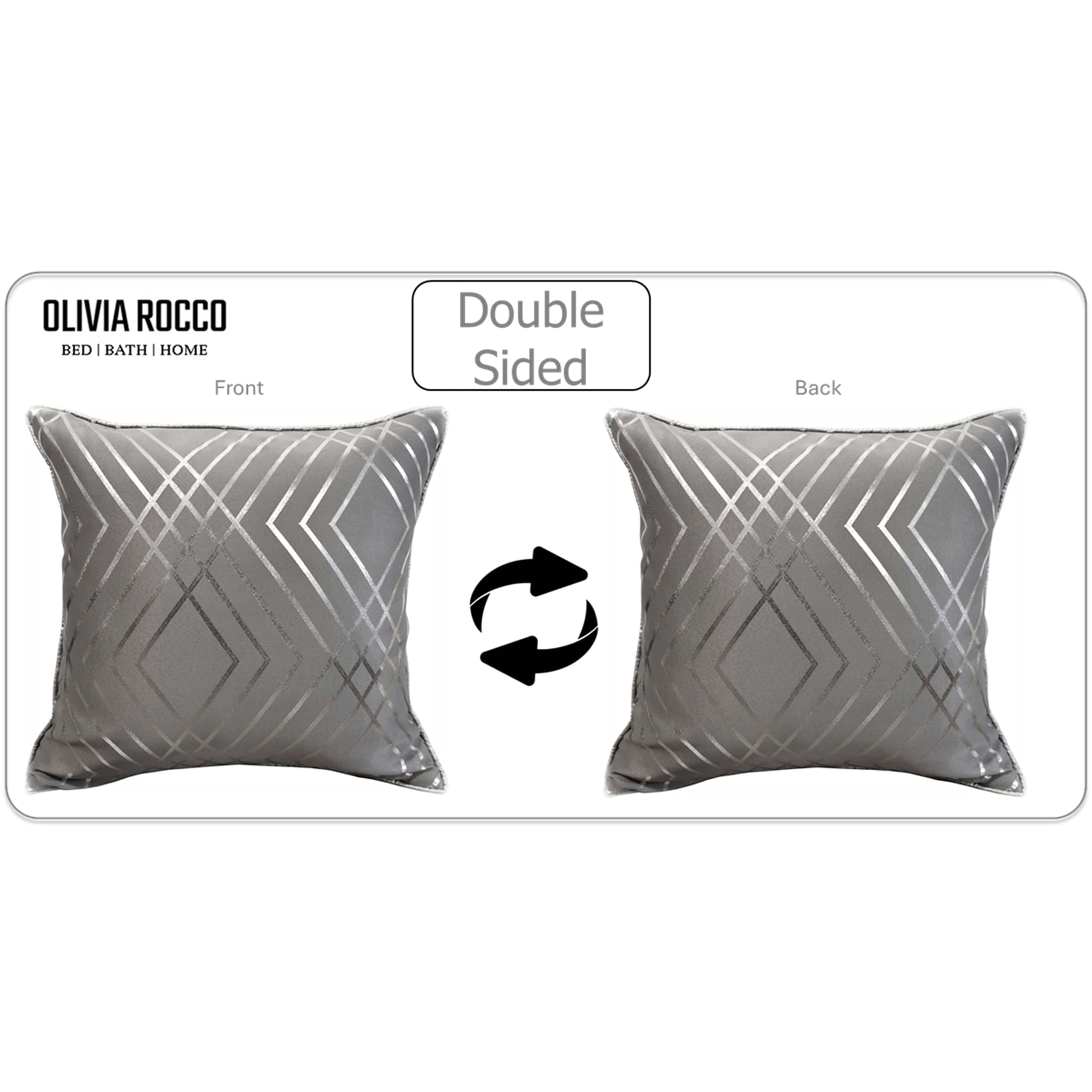 OLIVIA ROCCO Geo Sparkle Cushion Covers 2 Pack – Silver Geometric 43x43cm