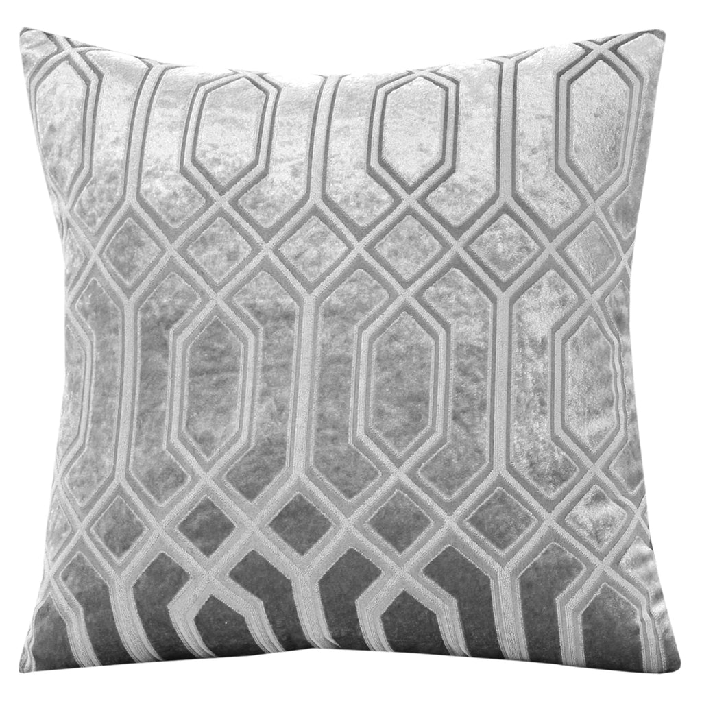 OLIVIA ROCCO Grey Luxe Geo Velvet Cushion Covers – 2 Pack Geometric 43x43cm