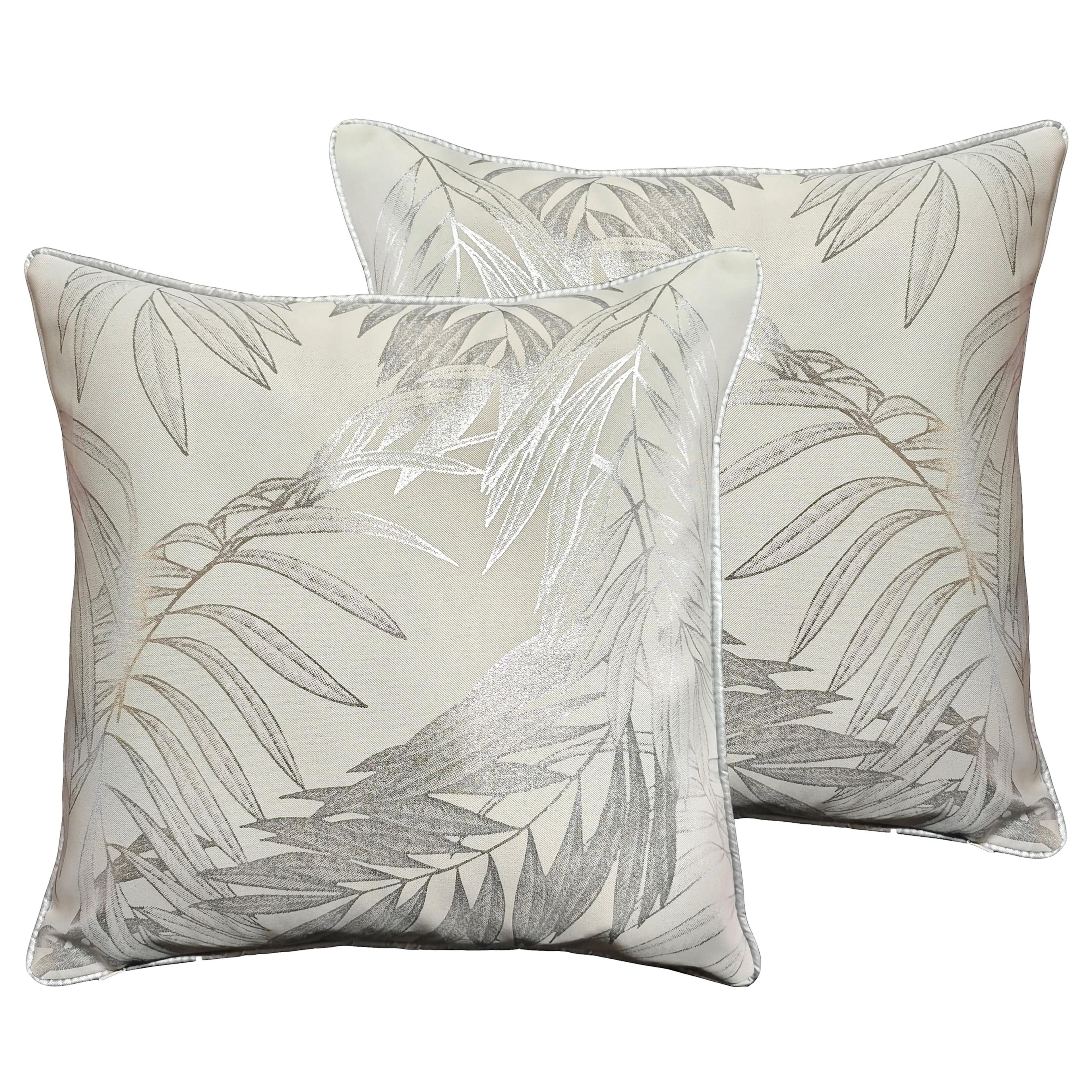 OLIVIA ROCCO Leaf Sparkle Cushion Covers 2 Pack – Natural Decorative Cases