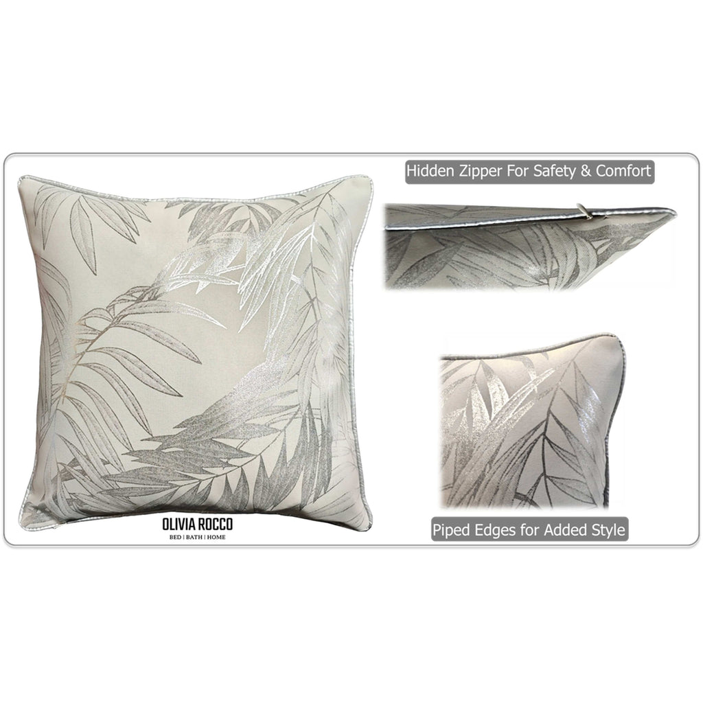 OLIVIA ROCCO Leaf Sparkle Cushion Covers 2 Pack – Natural Decorative Cases