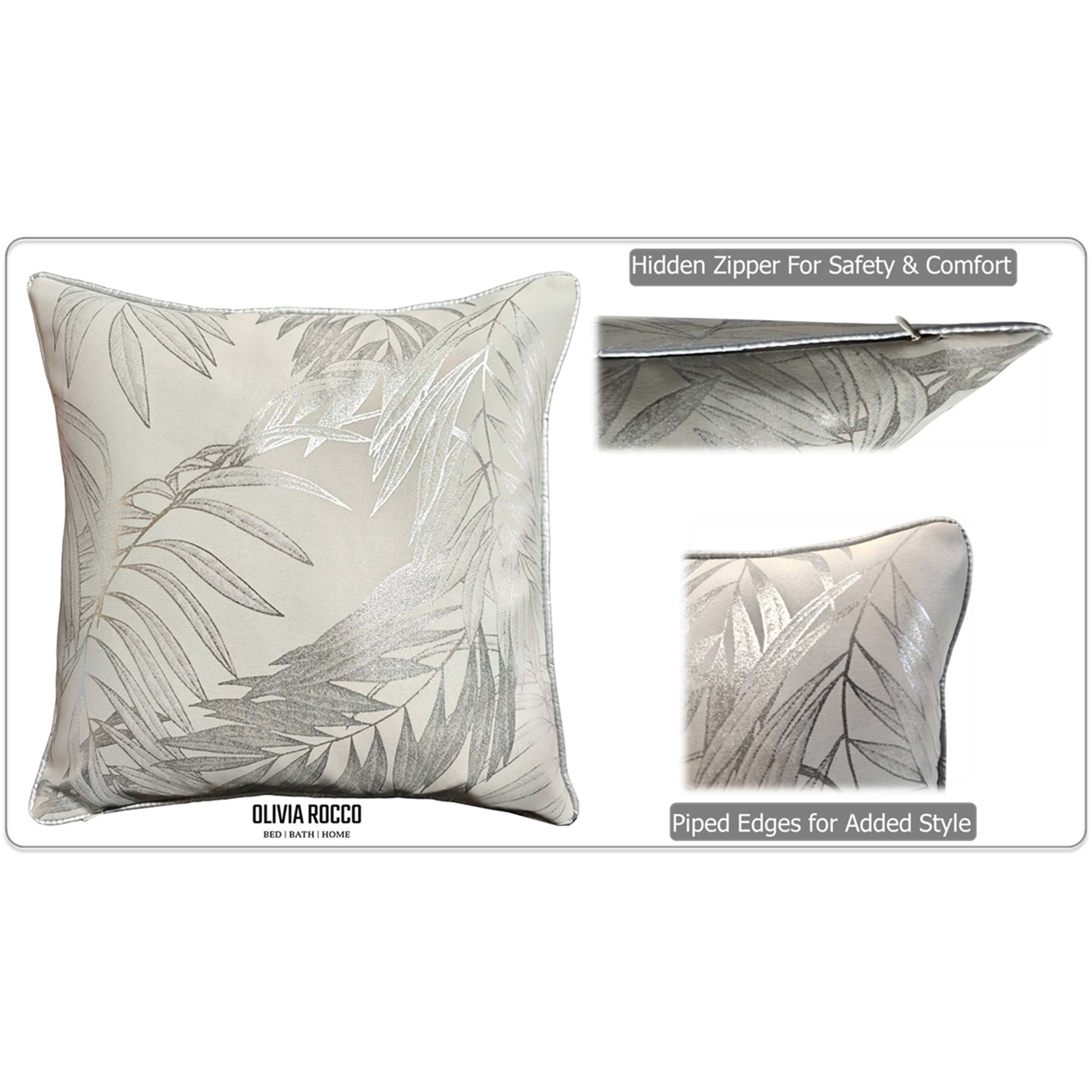OLIVIA ROCCO Leaf Sparkle Cushion Covers 2 Pack – Natural Decorative Cases