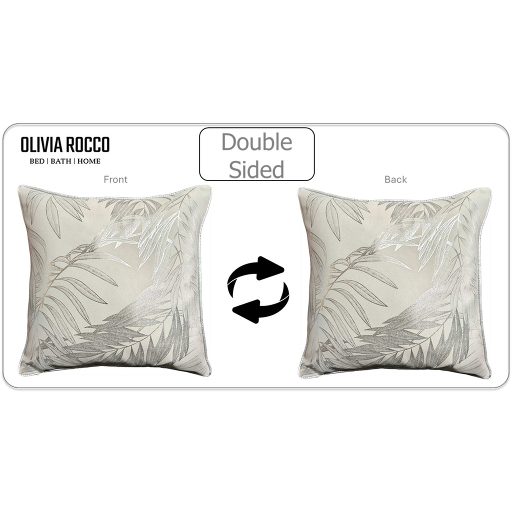 OLIVIA ROCCO Leaf Sparkle Cushion Covers 2 Pack – Natural Decorative Cases