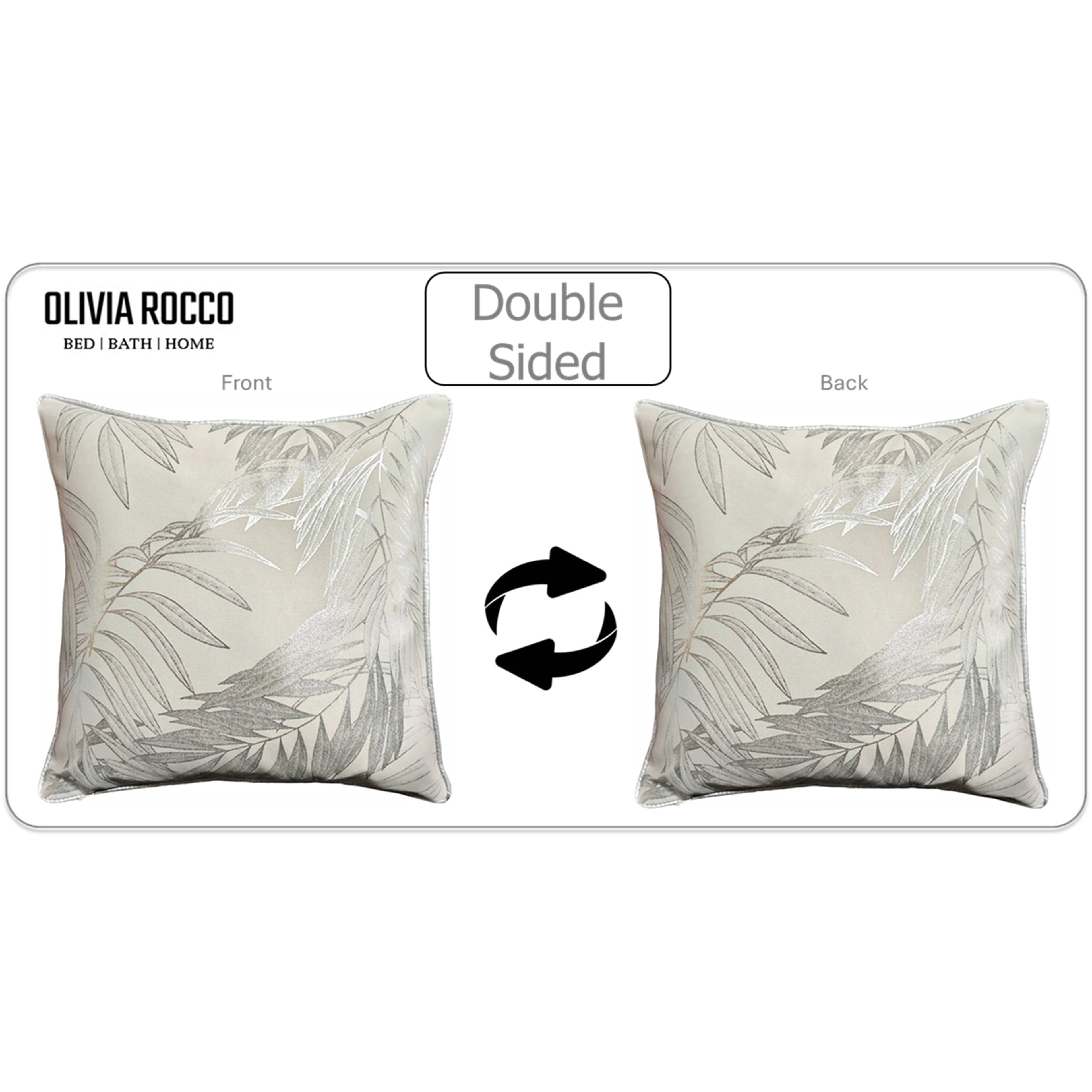 OLIVIA ROCCO Leaf Sparkle Cushion Covers 2 Pack – Natural Decorative Cases