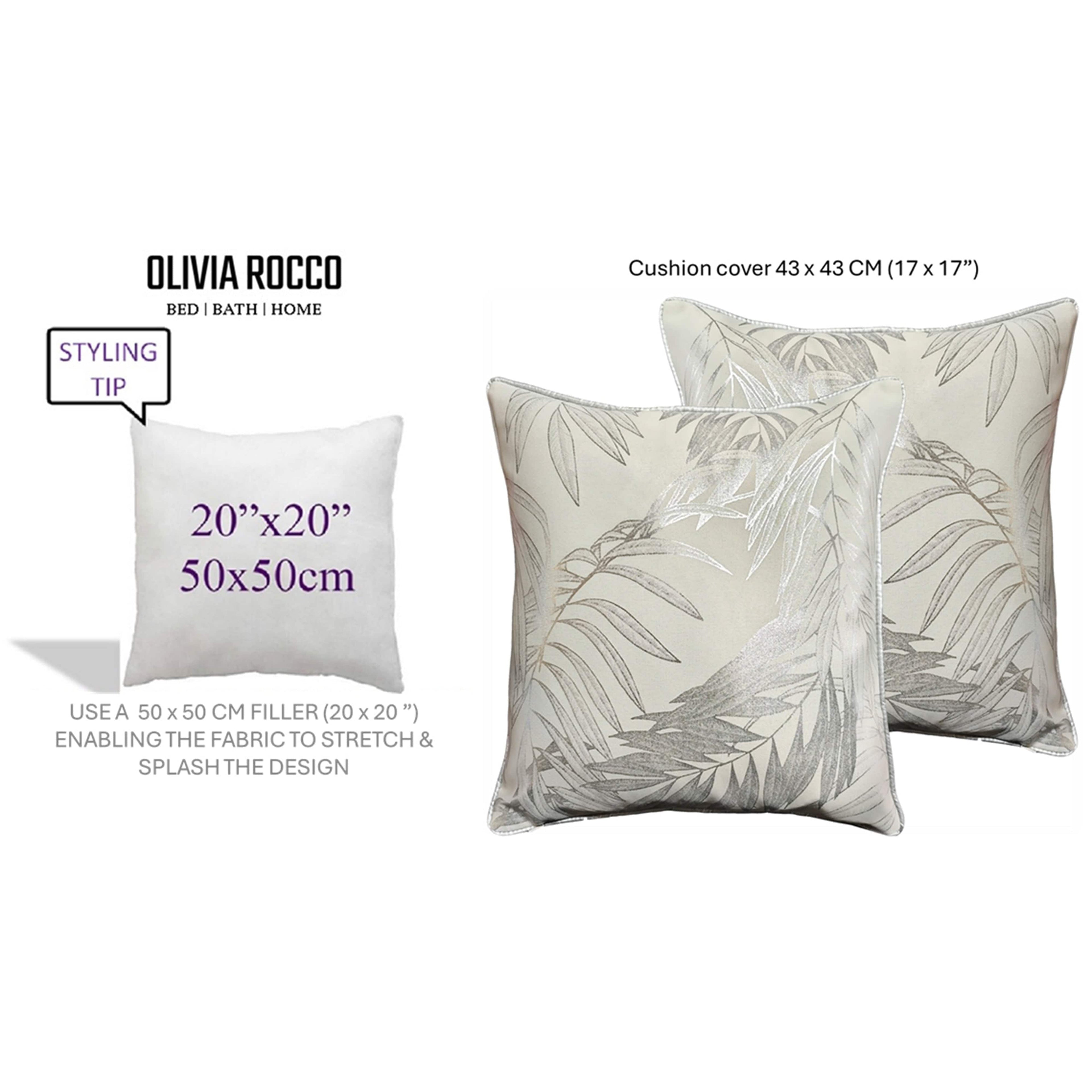 OLIVIA ROCCO Leaf Sparkle Cushion Covers 2 Pack – Natural Decorative Cases