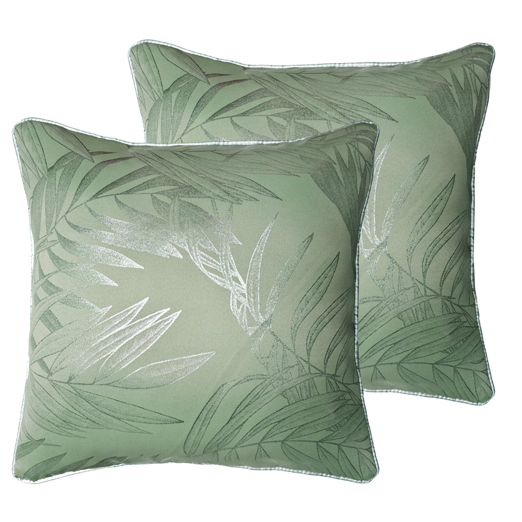OLIVIA ROCCO Leaf Sparkle Cushion Covers - 2 Pack Sage Green 43x43cm