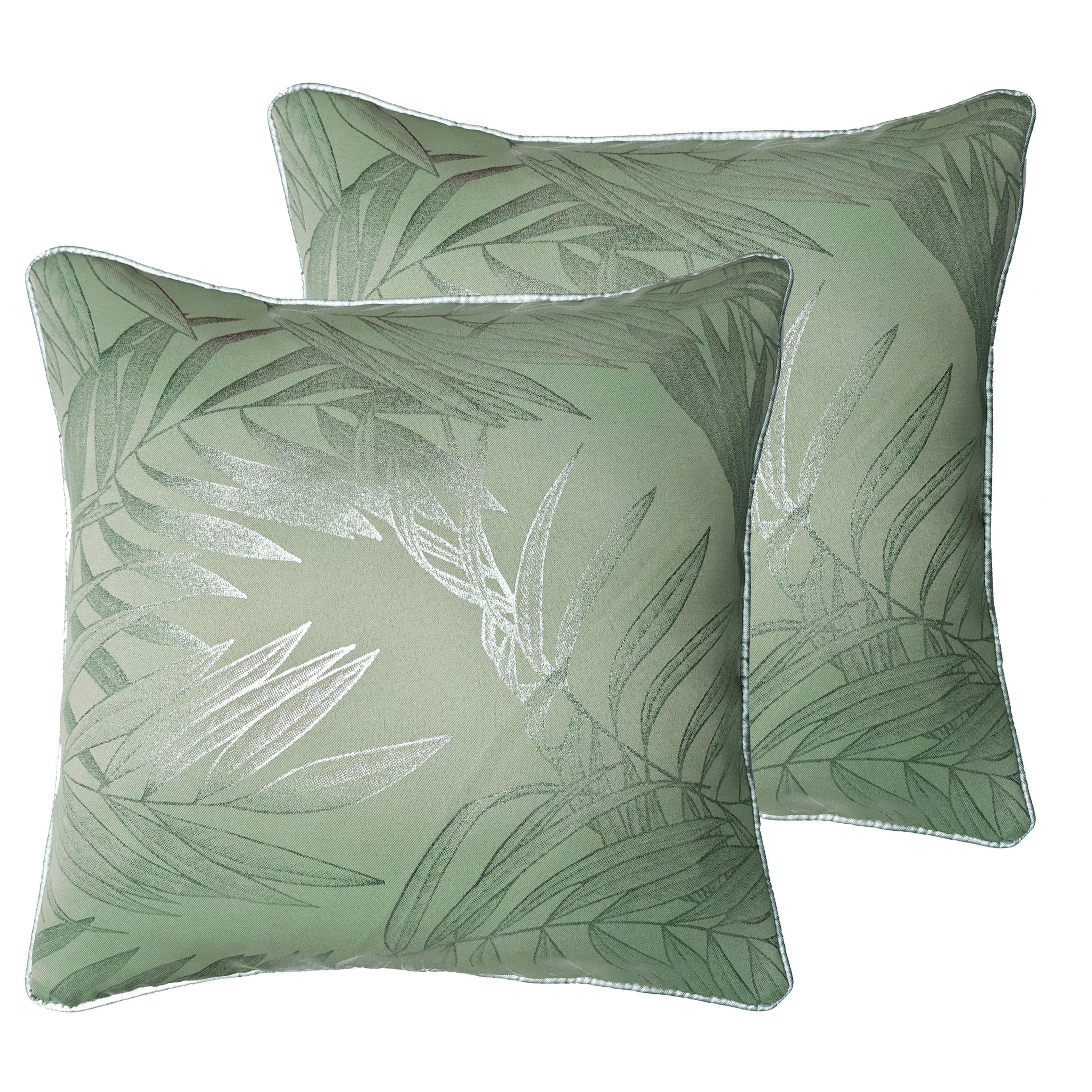 OLIVIA ROCCO Leaf Sparkle Cushion Covers - 2 Pack Sage Green 43x43cm