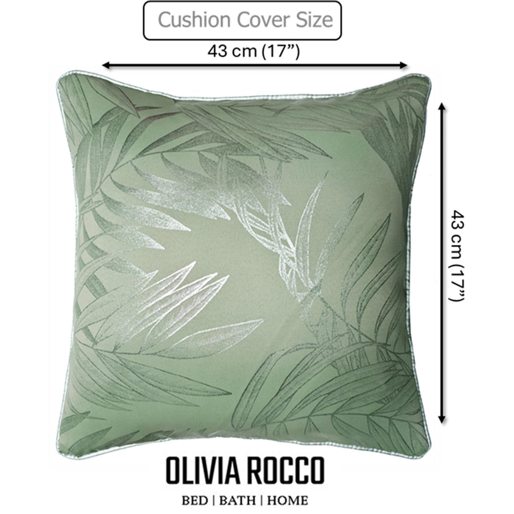 OLIVIA ROCCO Leaf Sparkle Cushion Covers - 2 Pack Sage Green 43x43cm