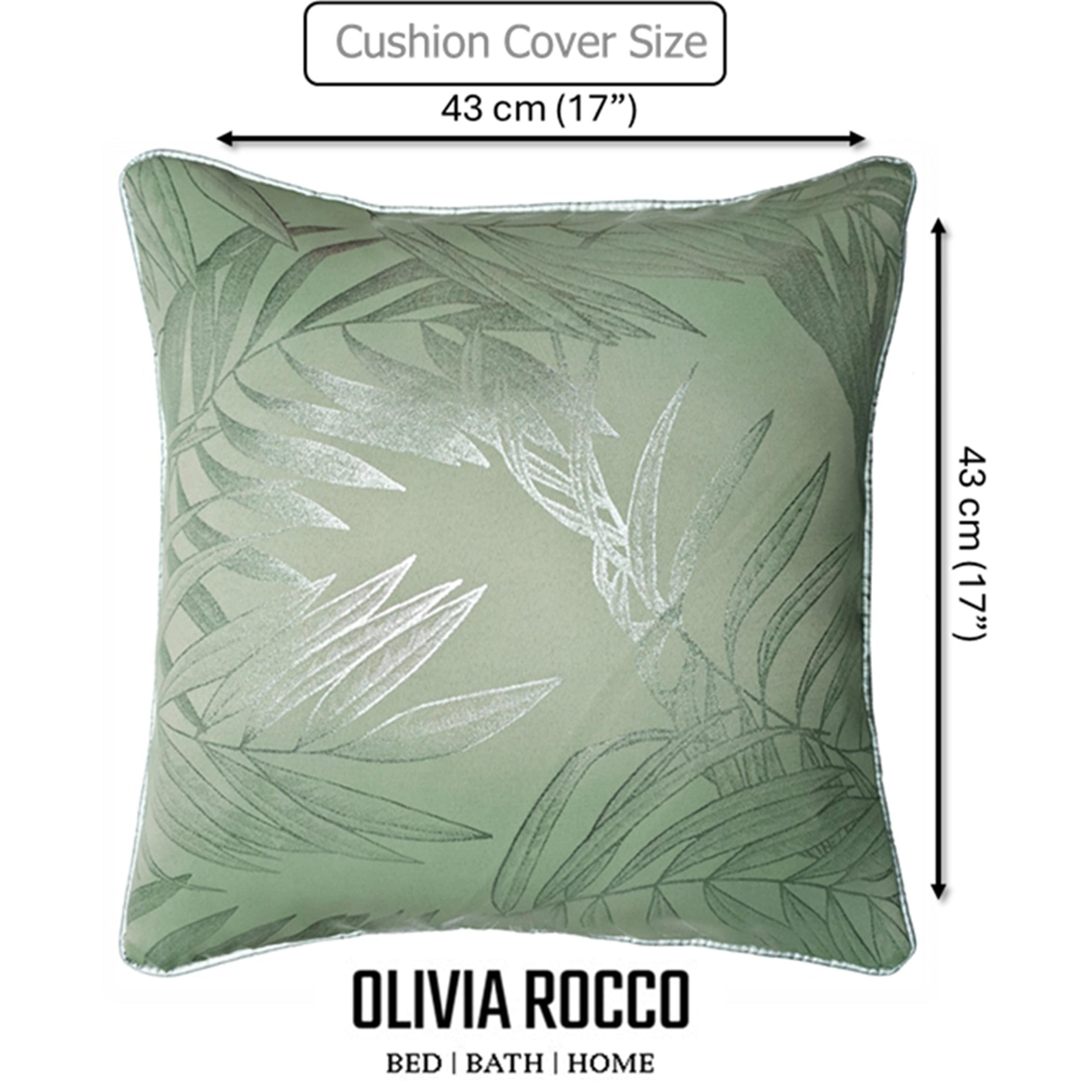OLIVIA ROCCO Leaf Sparkle Cushion Covers - 2 Pack Sage Green 43x43cm