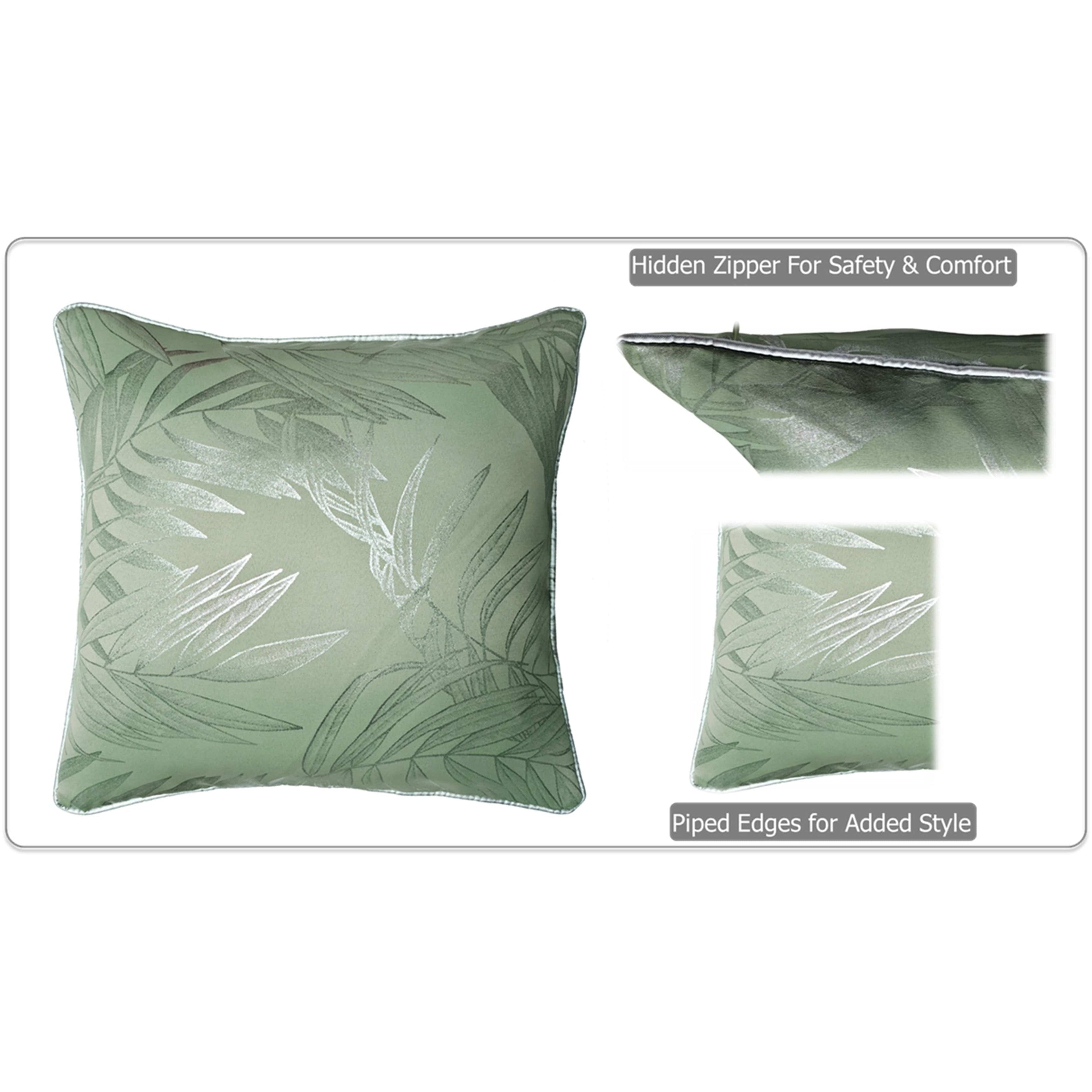 OLIVIA ROCCO Leaf Sparkle Cushion Covers - 2 Pack Sage Green 43x43cm