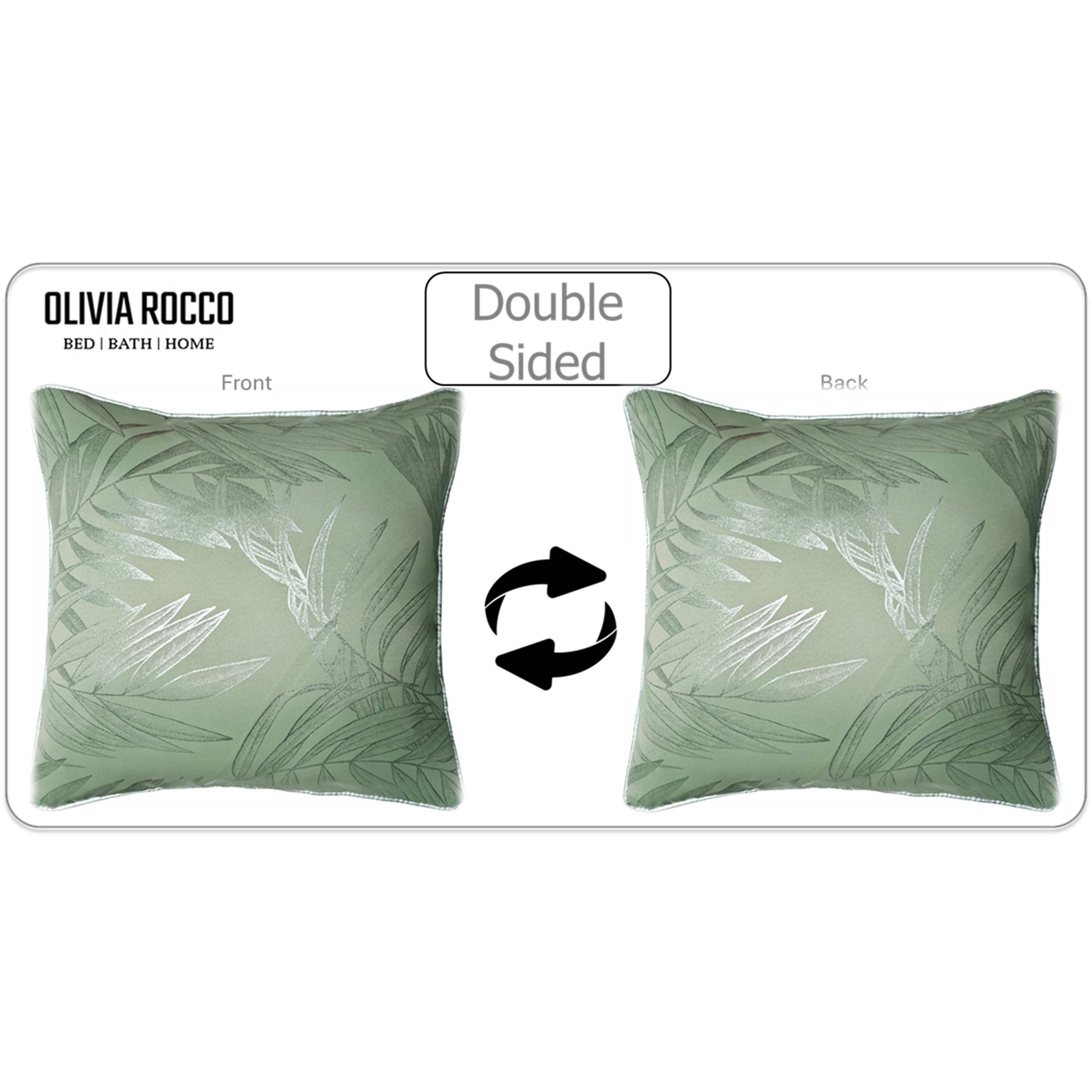 OLIVIA ROCCO Leaf Sparkle Cushion Covers - 2 Pack Sage Green 43x43cm
