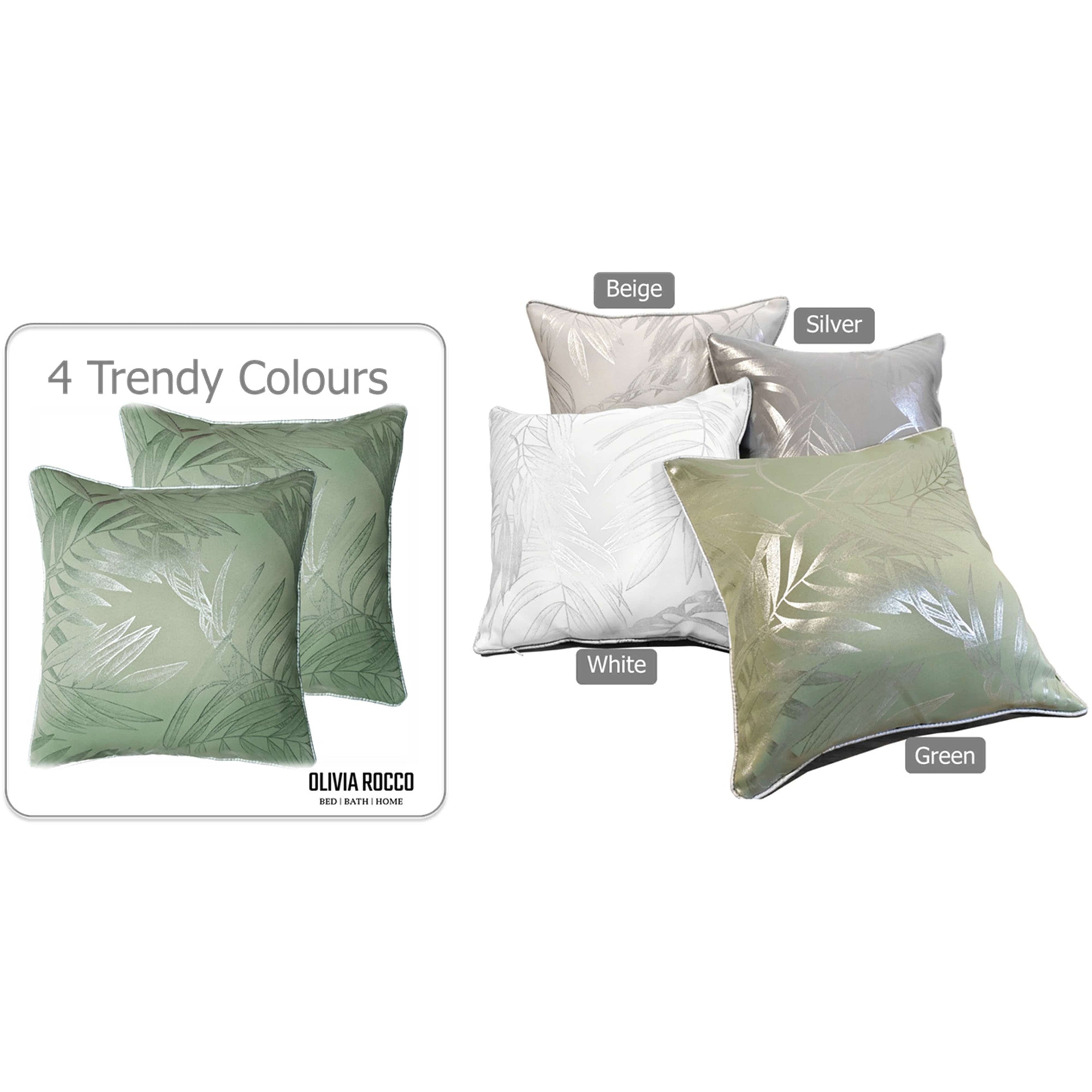 OLIVIA ROCCO Leaf Sparkle Cushion Covers - 2 Pack Sage Green 43x43cm