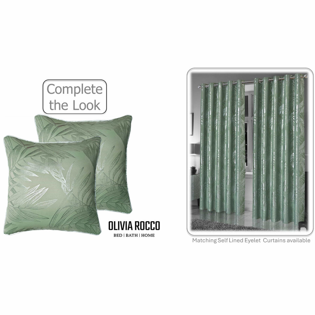 OLIVIA ROCCO Leaf Sparkle Cushion Covers - 2 Pack Sage Green 43x43cm