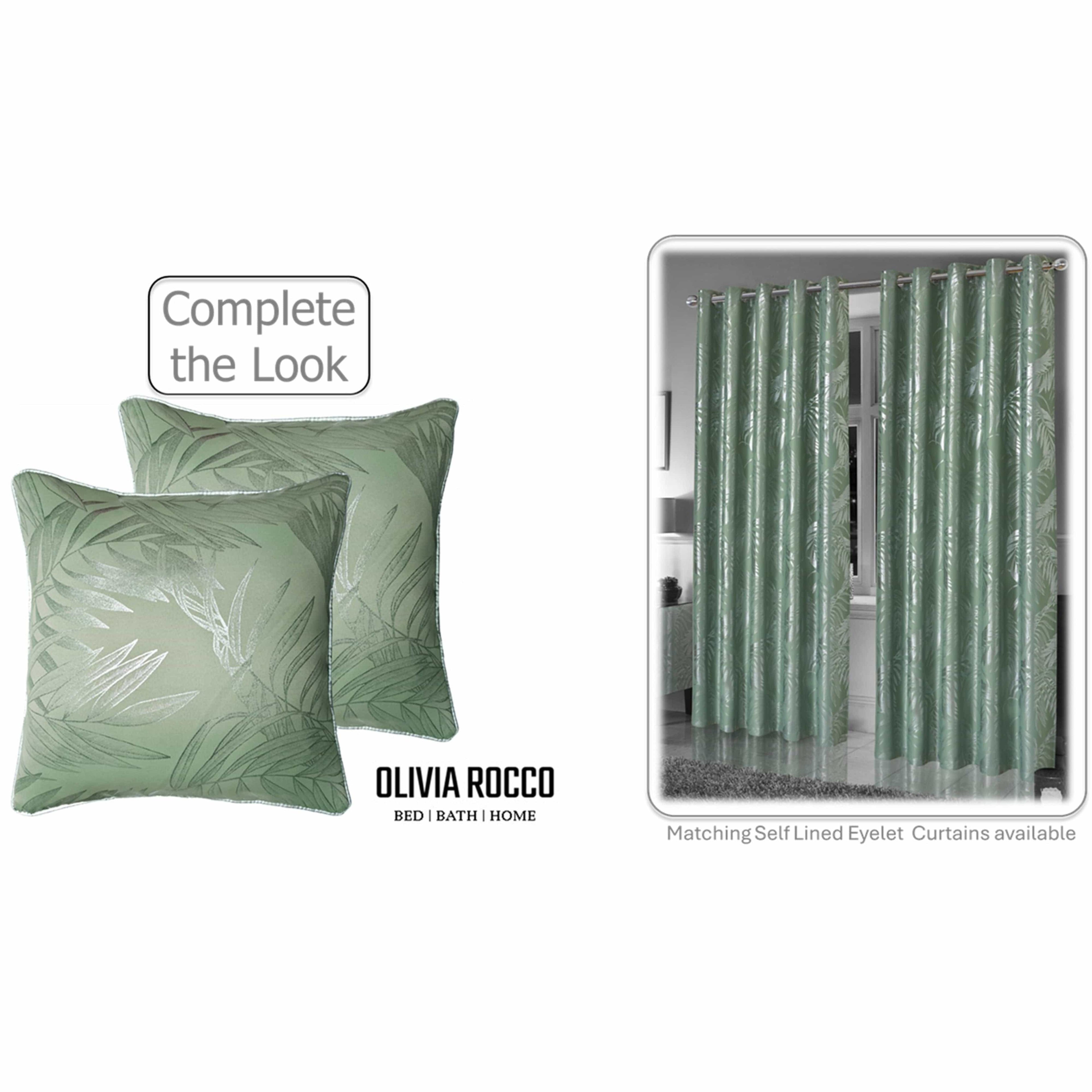 OLIVIA ROCCO Leaf Sparkle Cushion Covers - 2 Pack Sage Green 43x43cm