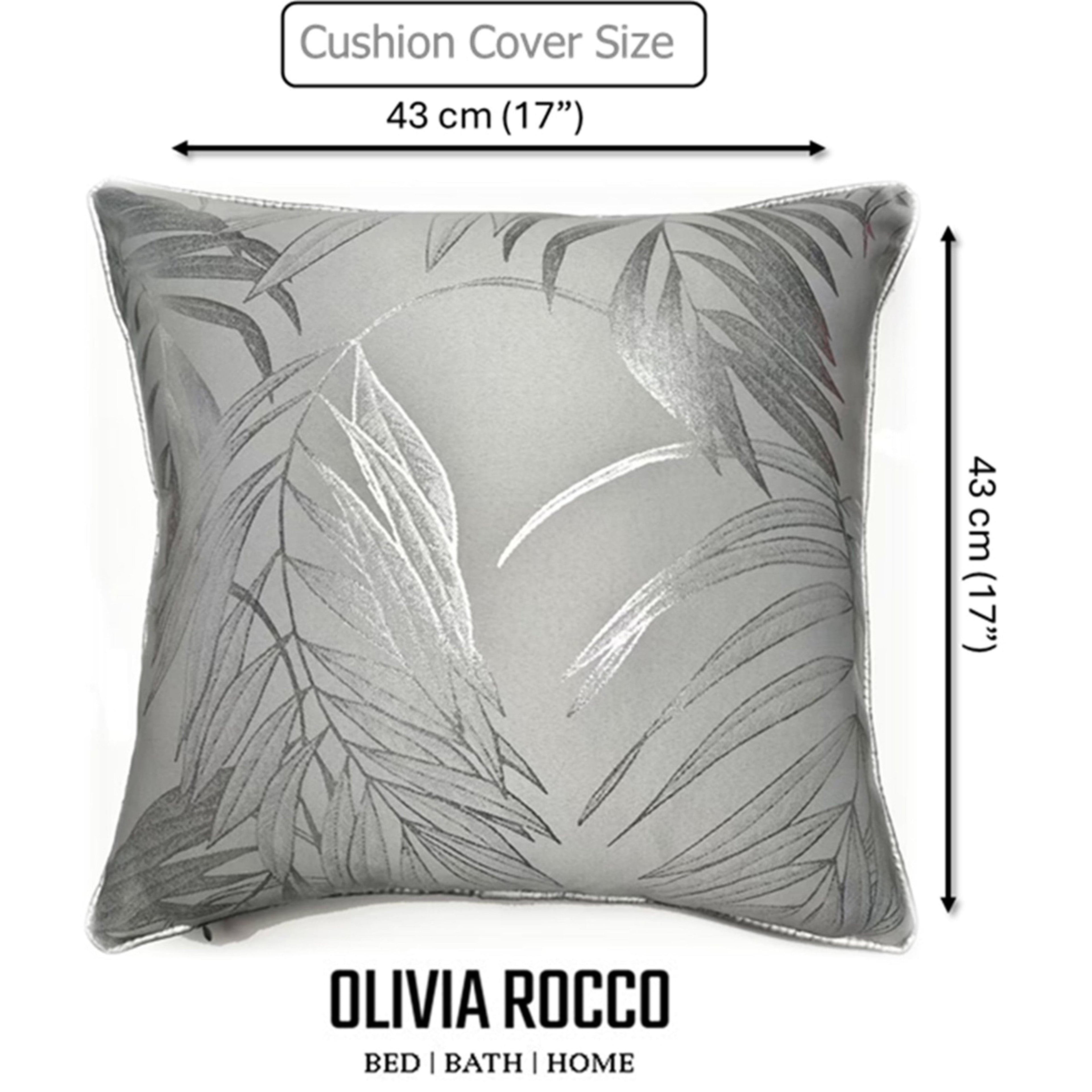 OLIVIA ROCCO Leaf Sparkle Cushion Covers – 2 Pack Silver Throw Pillow Cases