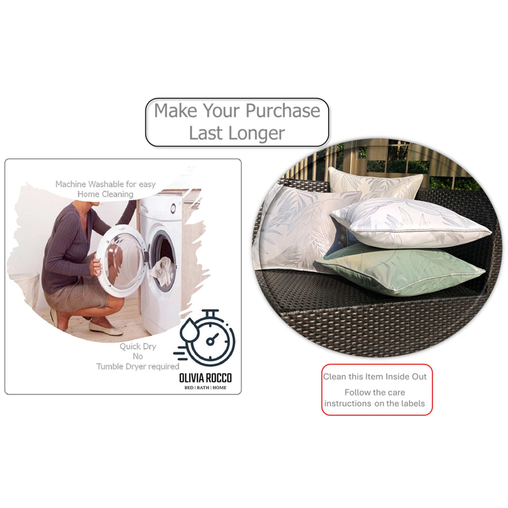 OLIVIA ROCCO Leaf Sparkle Cushion Covers – 2 Pack Silver Throw Pillow Cases