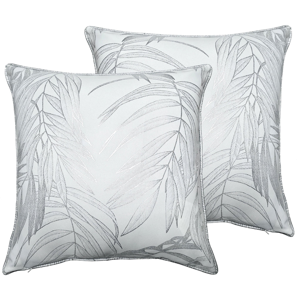 OLIVIA ROCCO Leaf Sparkle Cushion Covers - Set of 2 White Throw Pillow Cases