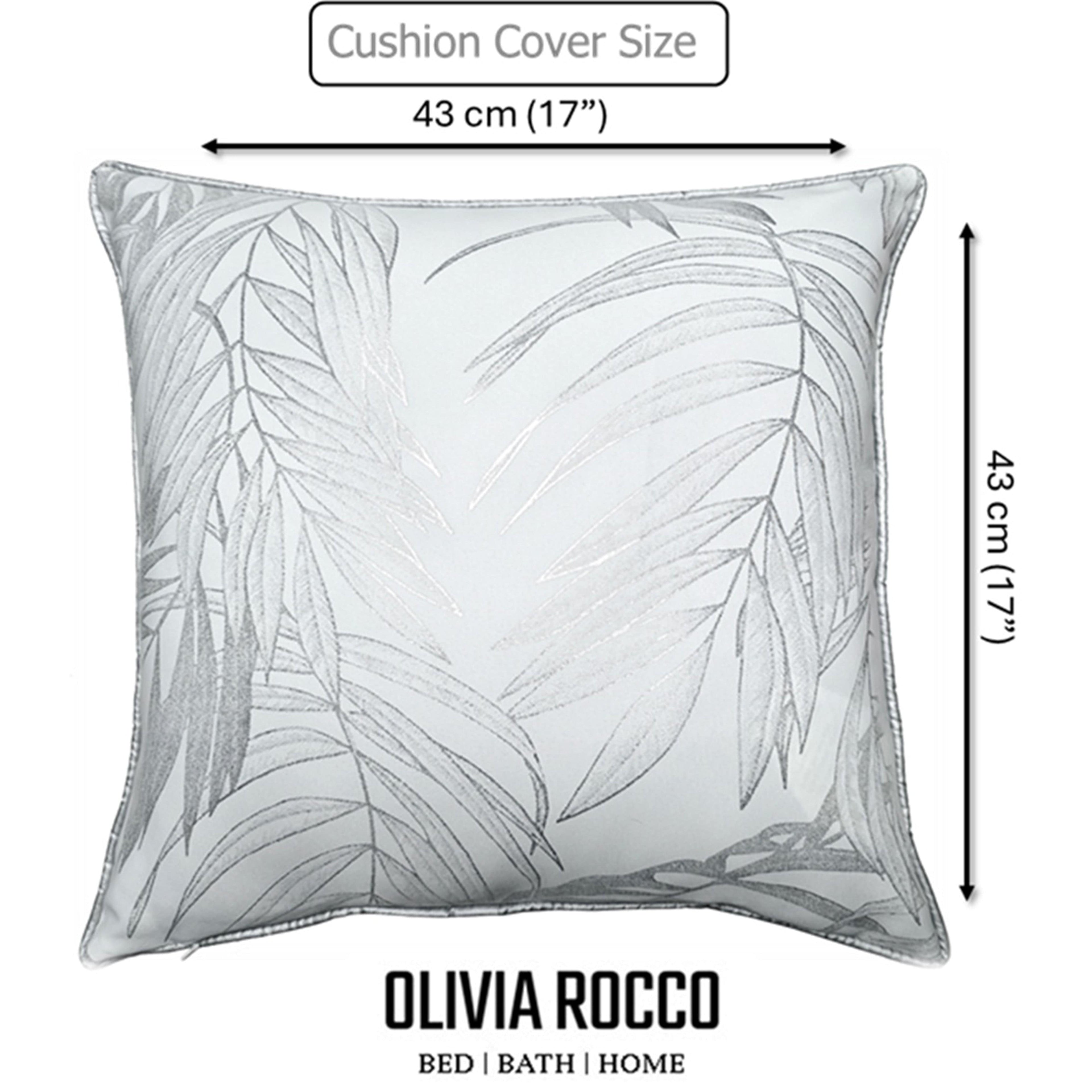 OLIVIA ROCCO Leaf Sparkle Cushion Covers - Set of 2 White Throw Pillow Cases