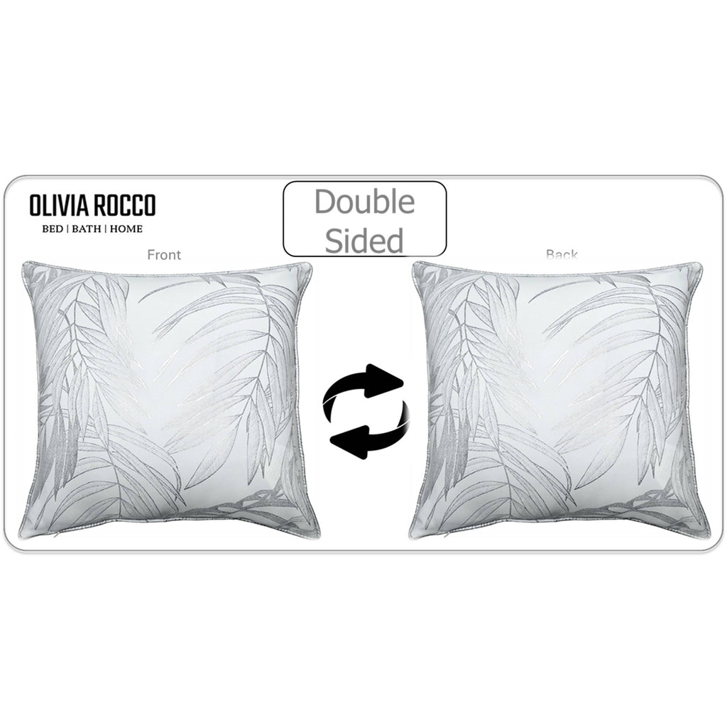 OLIVIA ROCCO Leaf Sparkle Cushion Covers - Set of 2 White Throw Pillow Cases