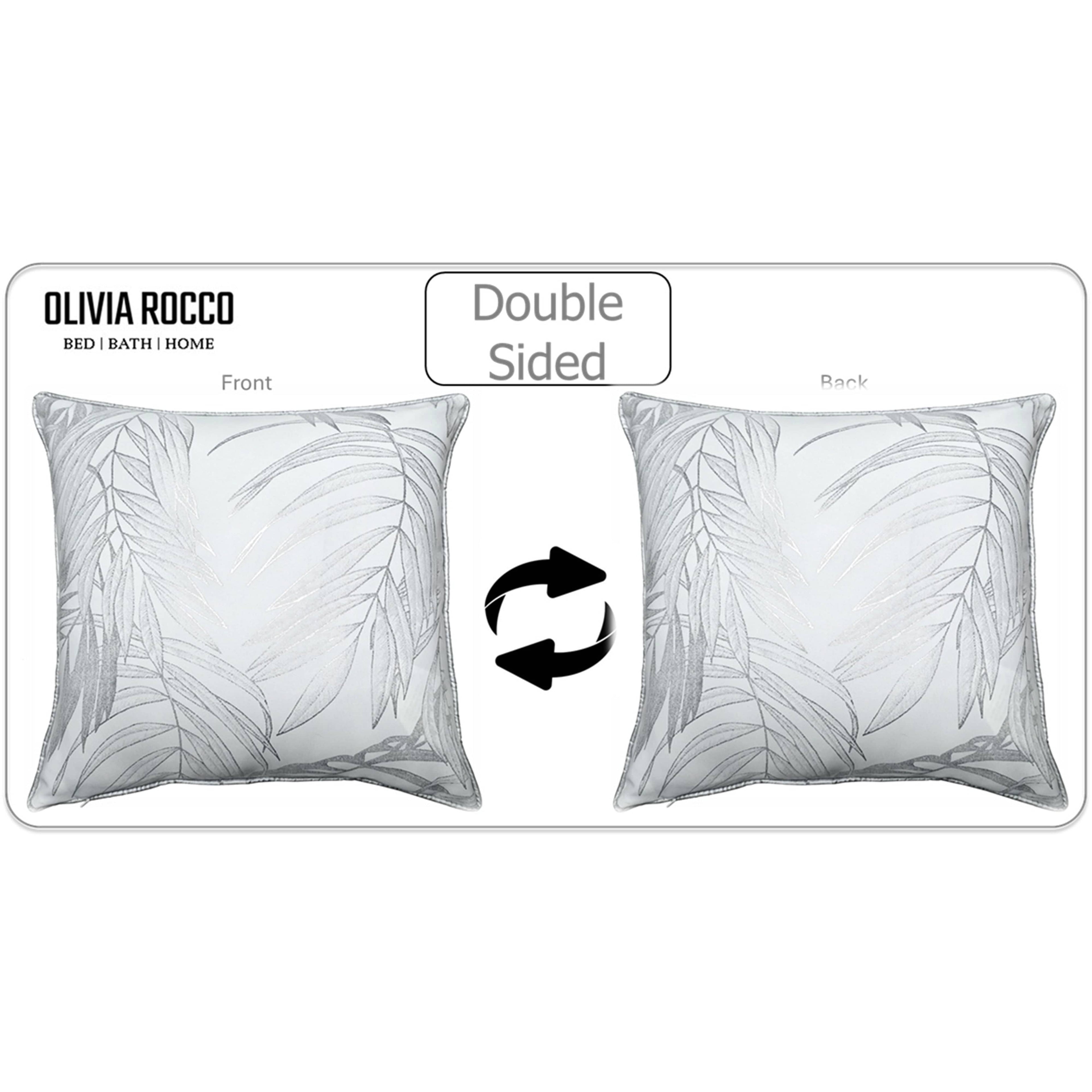 OLIVIA ROCCO Leaf Sparkle Cushion Covers - Set of 2 White Throw Pillow Cases