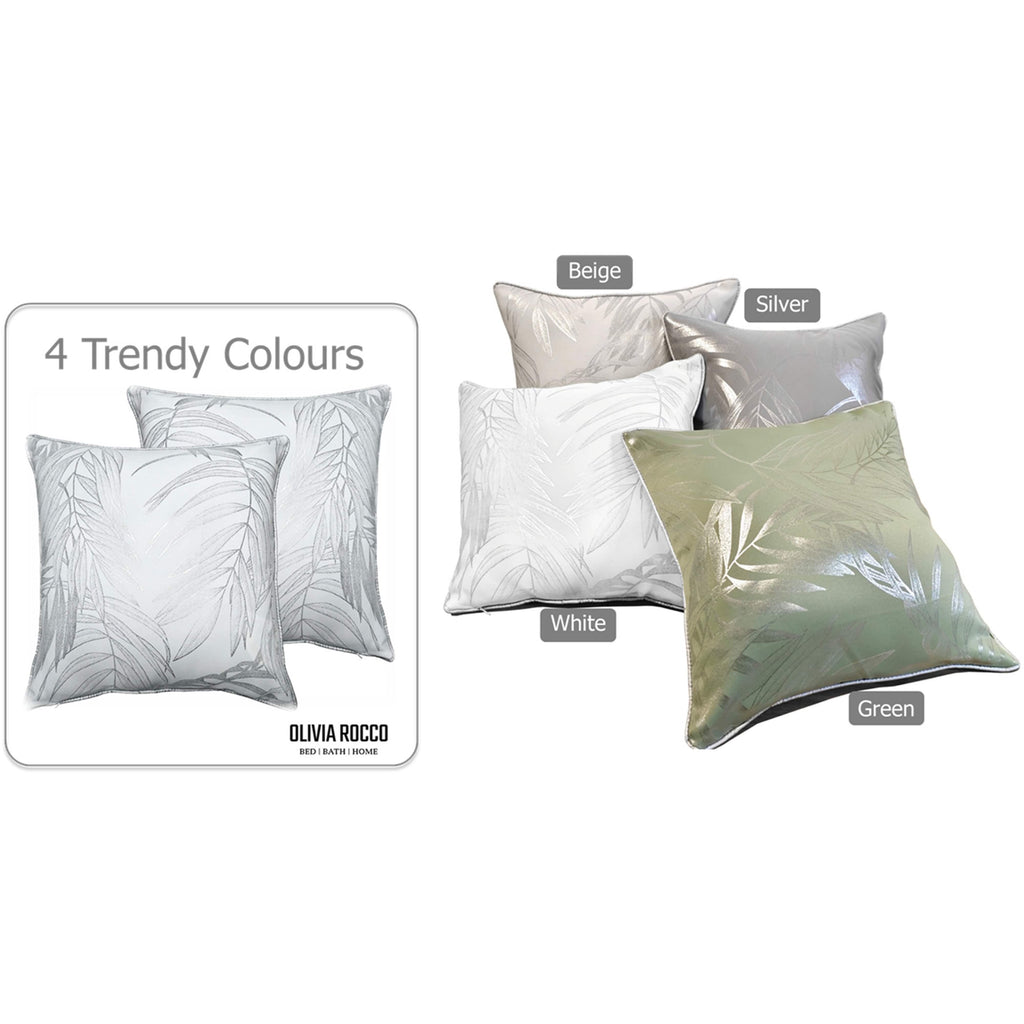 OLIVIA ROCCO Leaf Sparkle Cushion Covers - Set of 2 White Throw Pillow Cases