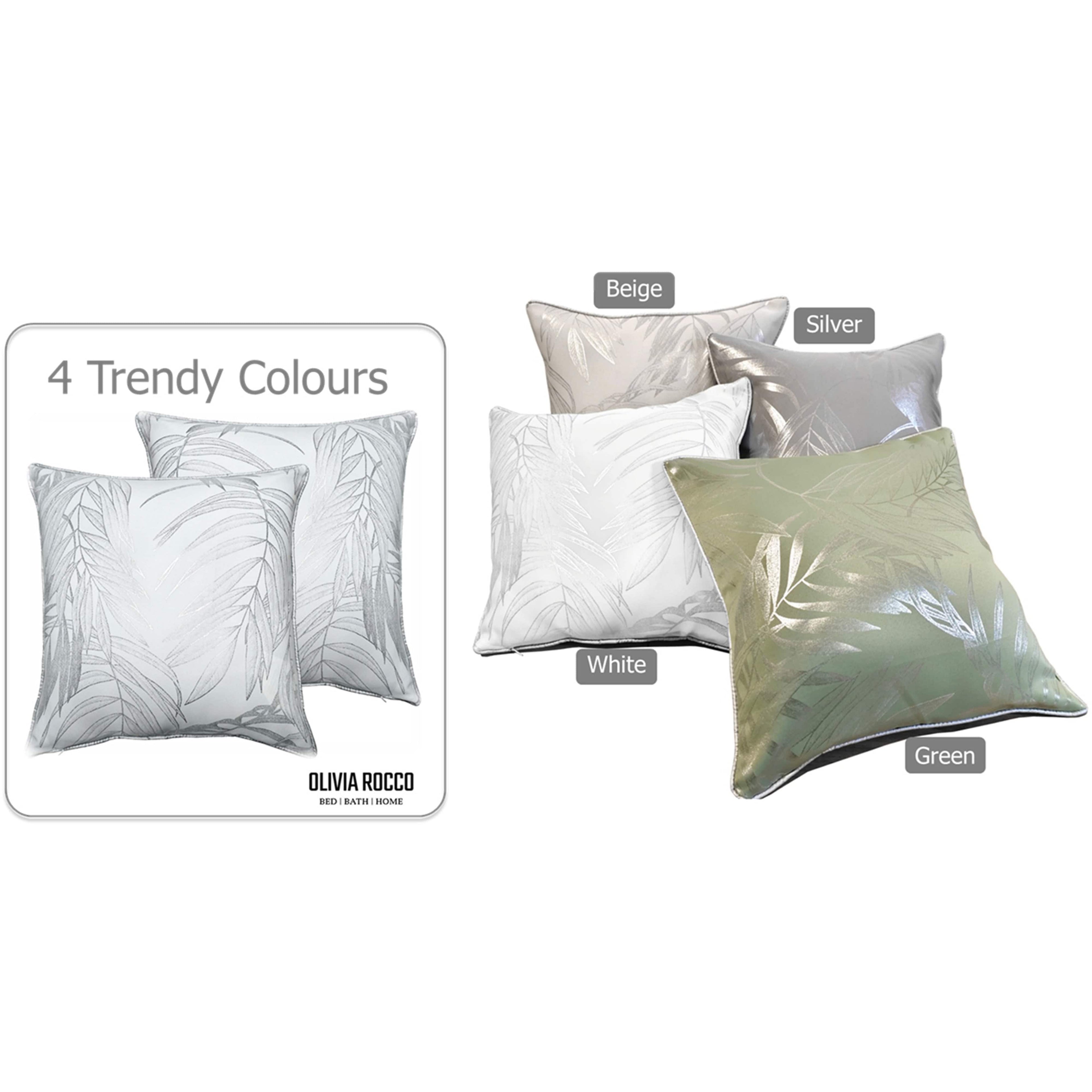 OLIVIA ROCCO Leaf Sparkle Cushion Covers - Set of 2 White Throw Pillow Cases