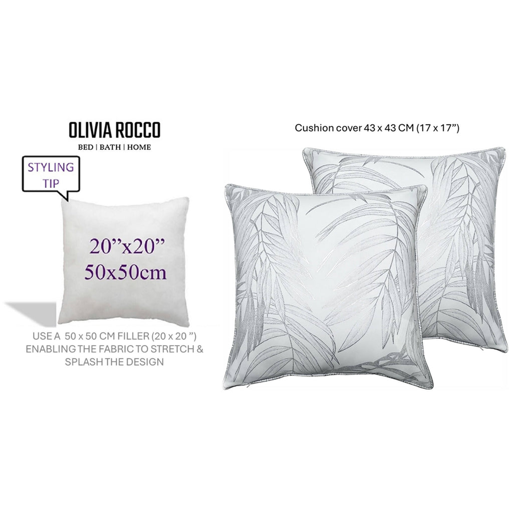OLIVIA ROCCO Leaf Sparkle Cushion Covers - Set of 2 White Throw Pillow Cases