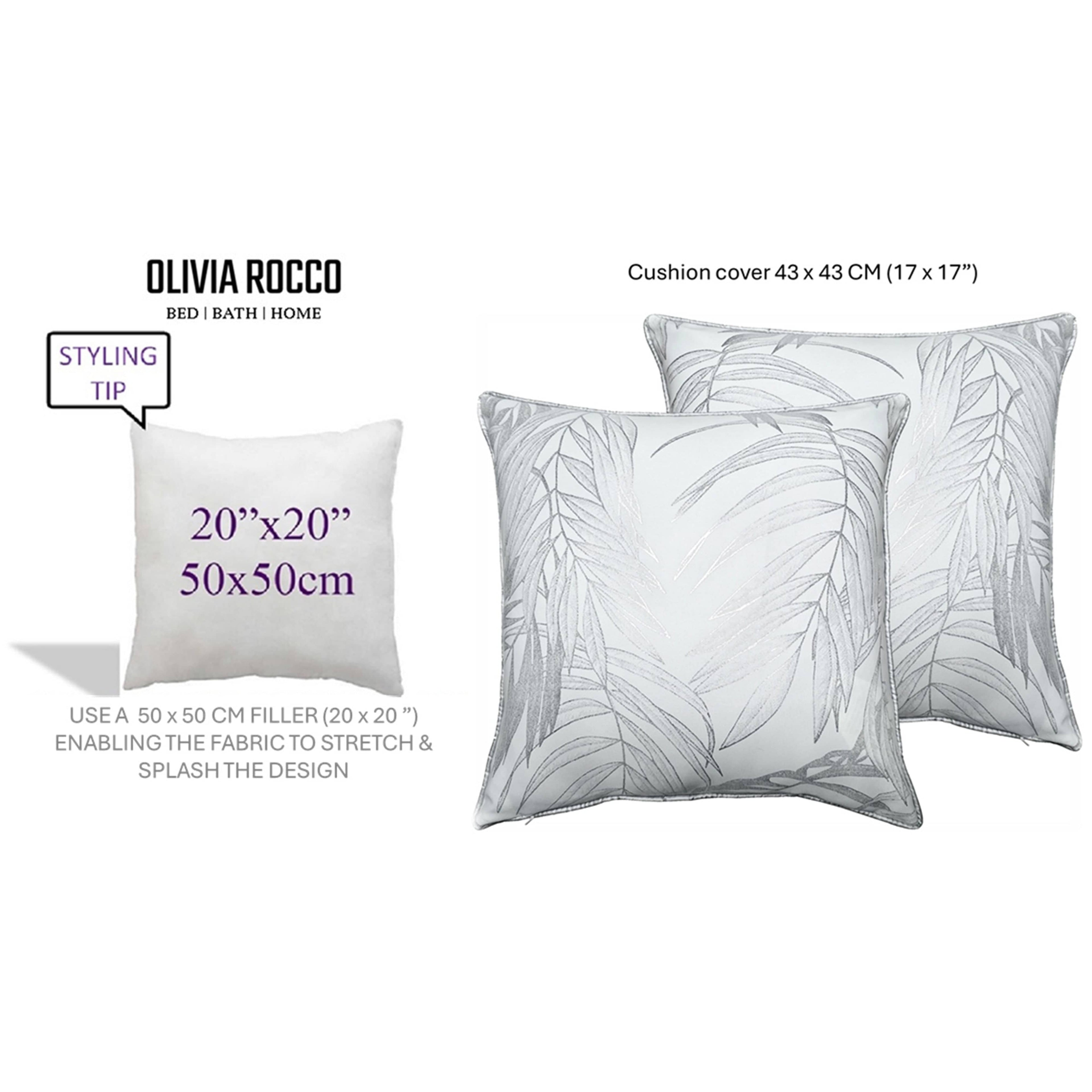 OLIVIA ROCCO Leaf Sparkle Cushion Covers - Set of 2 White Throw Pillow Cases